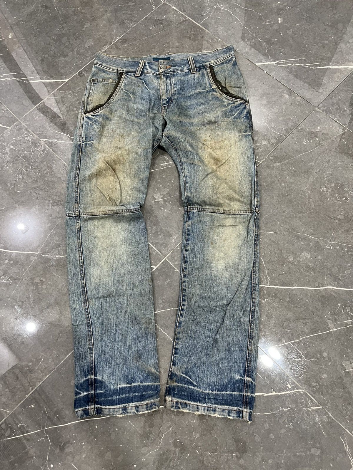 Japanese Brand Garage blue distressed jeans kapital styled Size US 33 - 1 Thumbnail