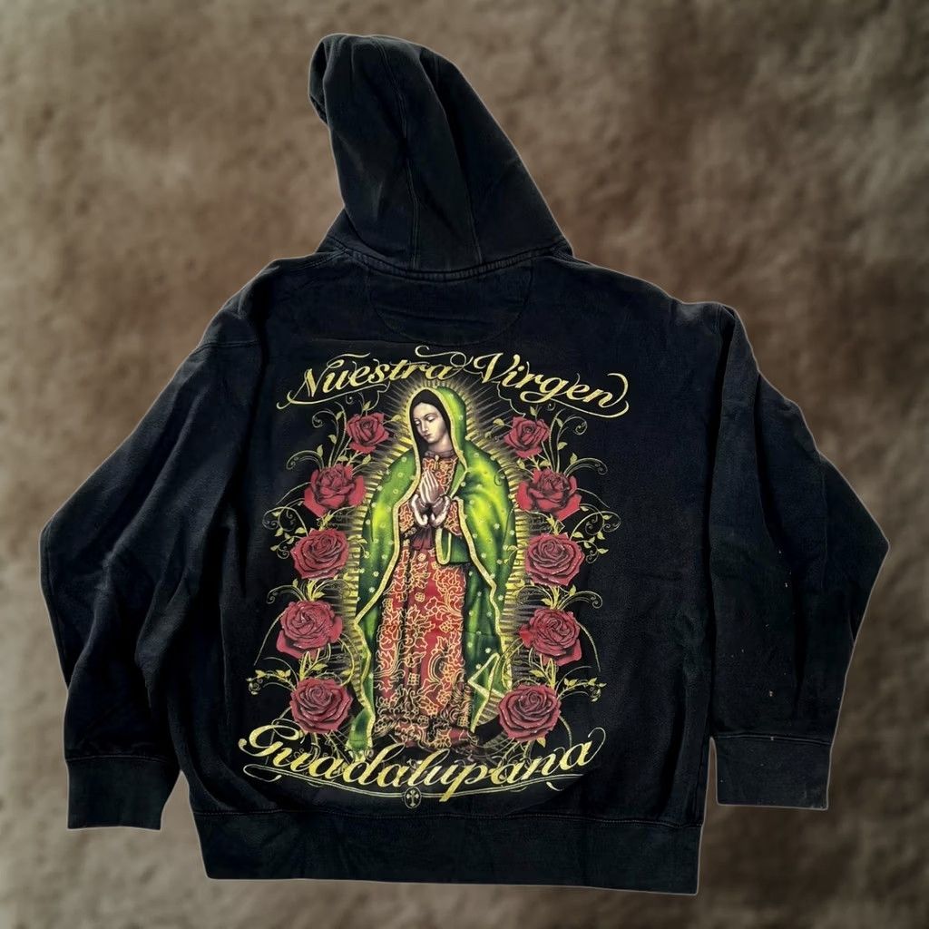 Vintage VINTAGE Virgin de Guadalupe Hoodie Mens XL Black Pullover Fleece Sweatshirt Size US XL / EU 56 / 4 - 1 Thumbnail