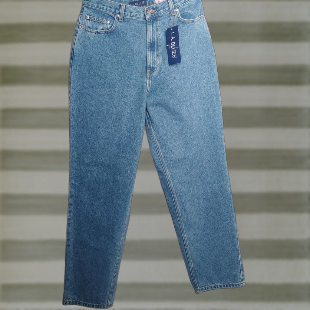 Vintage VINTAGE NOS LA Blues Women Jeans Mom 14 Medium Blue Denim Classic Fit 5-Pocket 100% Cotton Regular Rise 30" Inseam Belt Loops Button & Zip Size 36" / US 14 / IT 50 - 1 Thumbnail
