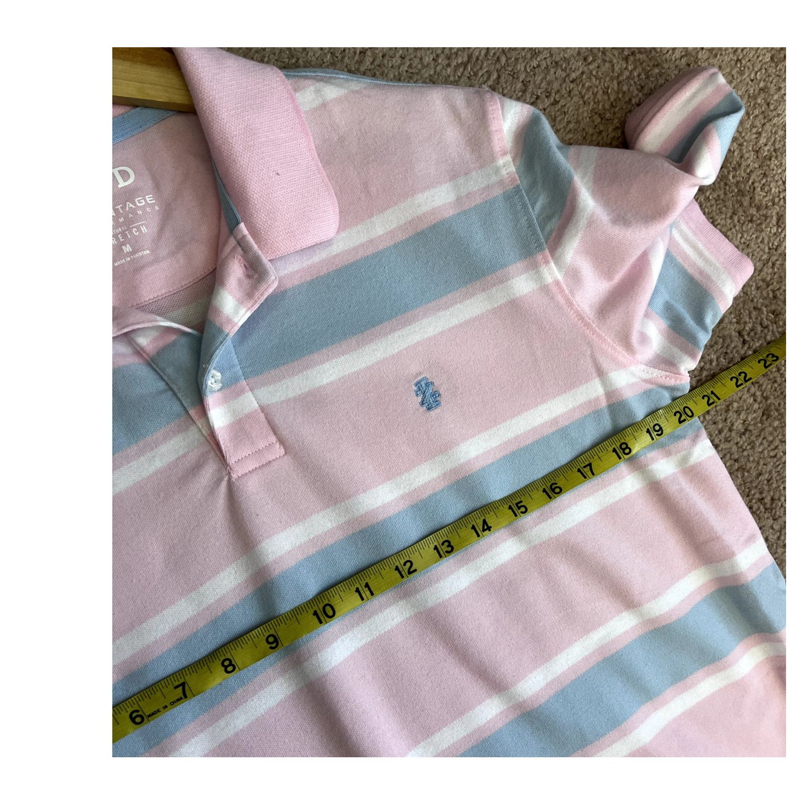 Izod Women's Pink and Blue Striped Izod Polo Shirt M Size M / US 6-8 / IT 42-44 - 4 Thumbnail