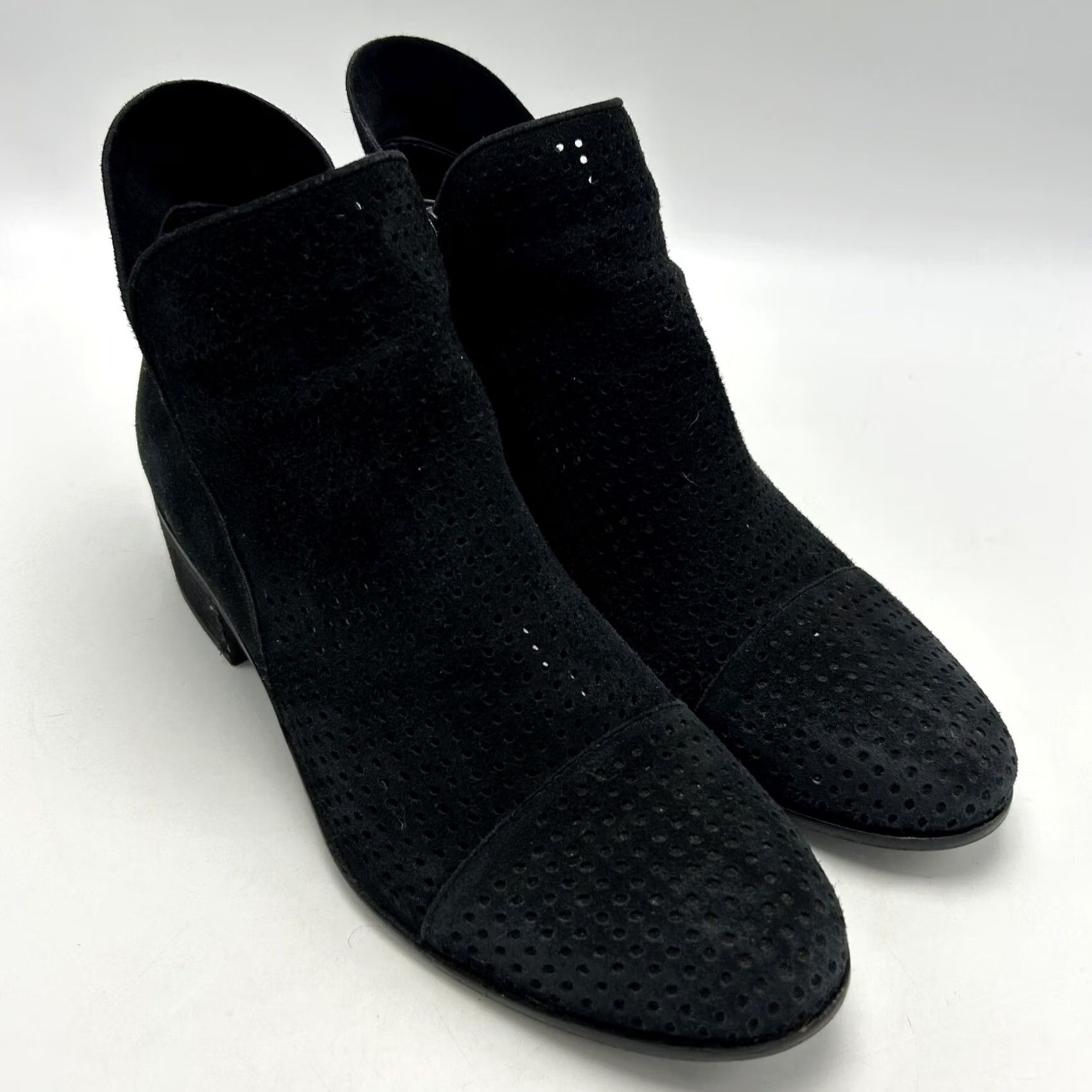 Sam Edelman Sam Edelman Boots Womens 8.5 M Pipp Ankle Booties Black Suede Zip Perforated Size US 9 / IT 39 - 3 Thumbnail