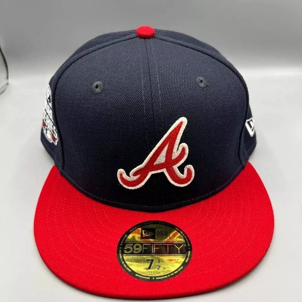 New Era Atlanta Braves Hat Men 7 1/2 4X World Series Champ Fitted Size ONE SIZE - 2 Thumbnail