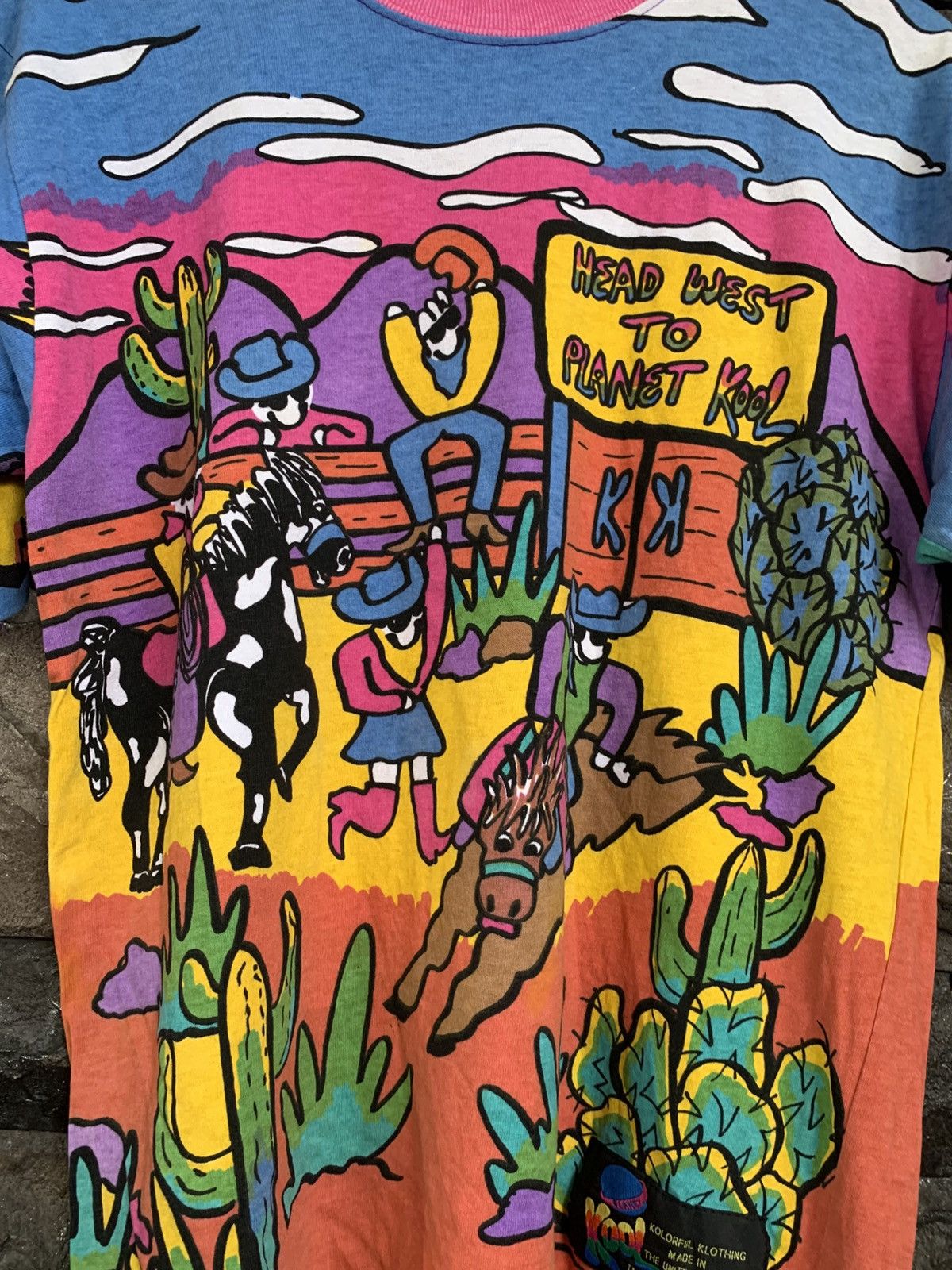 Vintage Vintage 90s Kool Planet / Kozmik All Over Print T shirt Size US M / EU 48-50 / 2 - 2 Thumbnail