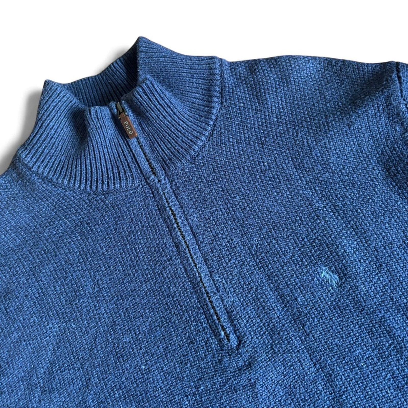 Polo Ralph Lauren Vintage Polo by Ralph Lauren Navy Blue 3/4 Zip Sweater Large Size US L / EU 52-54 / 3 - 3 Thumbnail