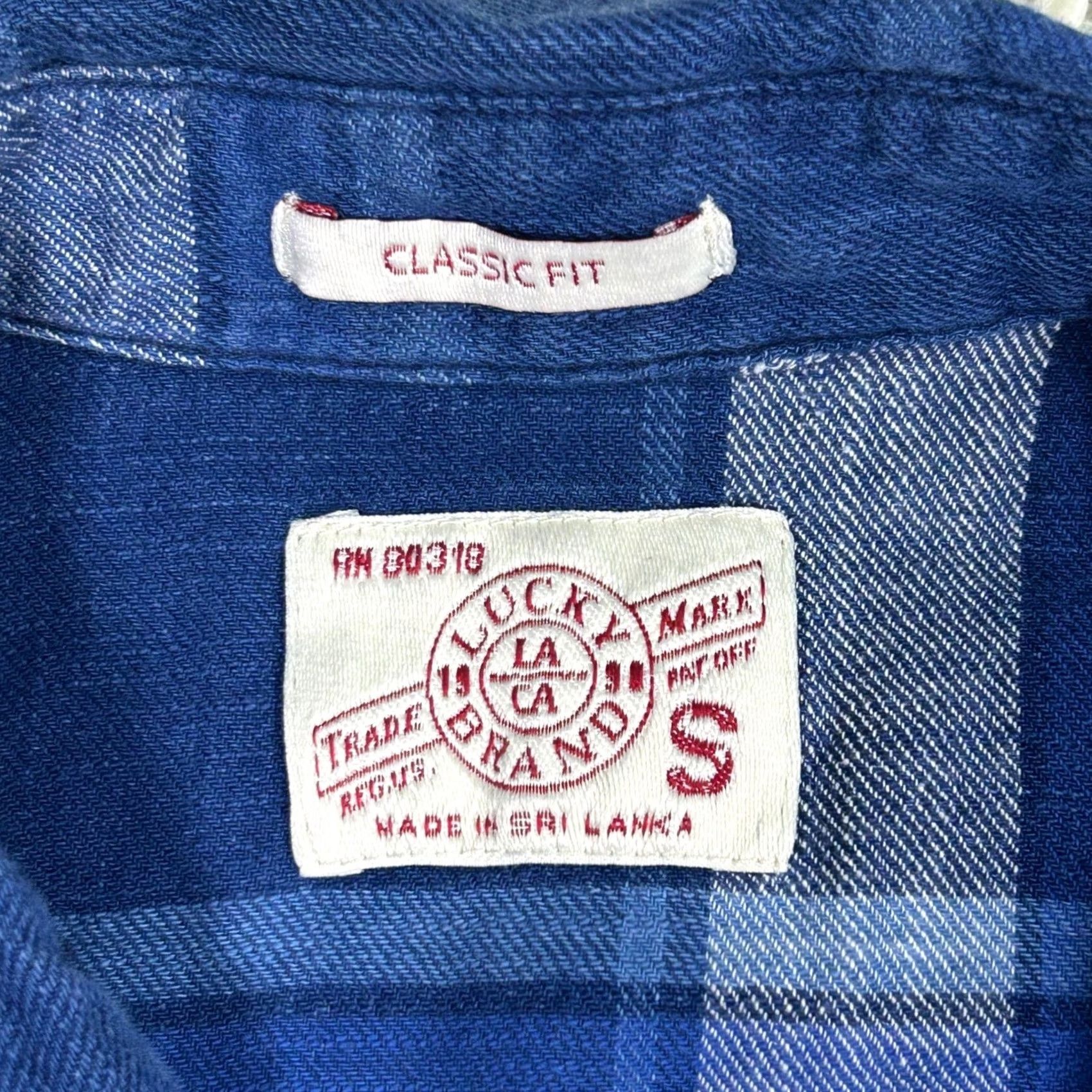Lucky Brand Lucky Brand Plaid Western Shirt Mens Long Sleeve Small Blue Button-Up, Classic Fit, Chest Pockets, Cotton Blend Size US S / EU 44-46 / 1 - 5 Thumbnail
