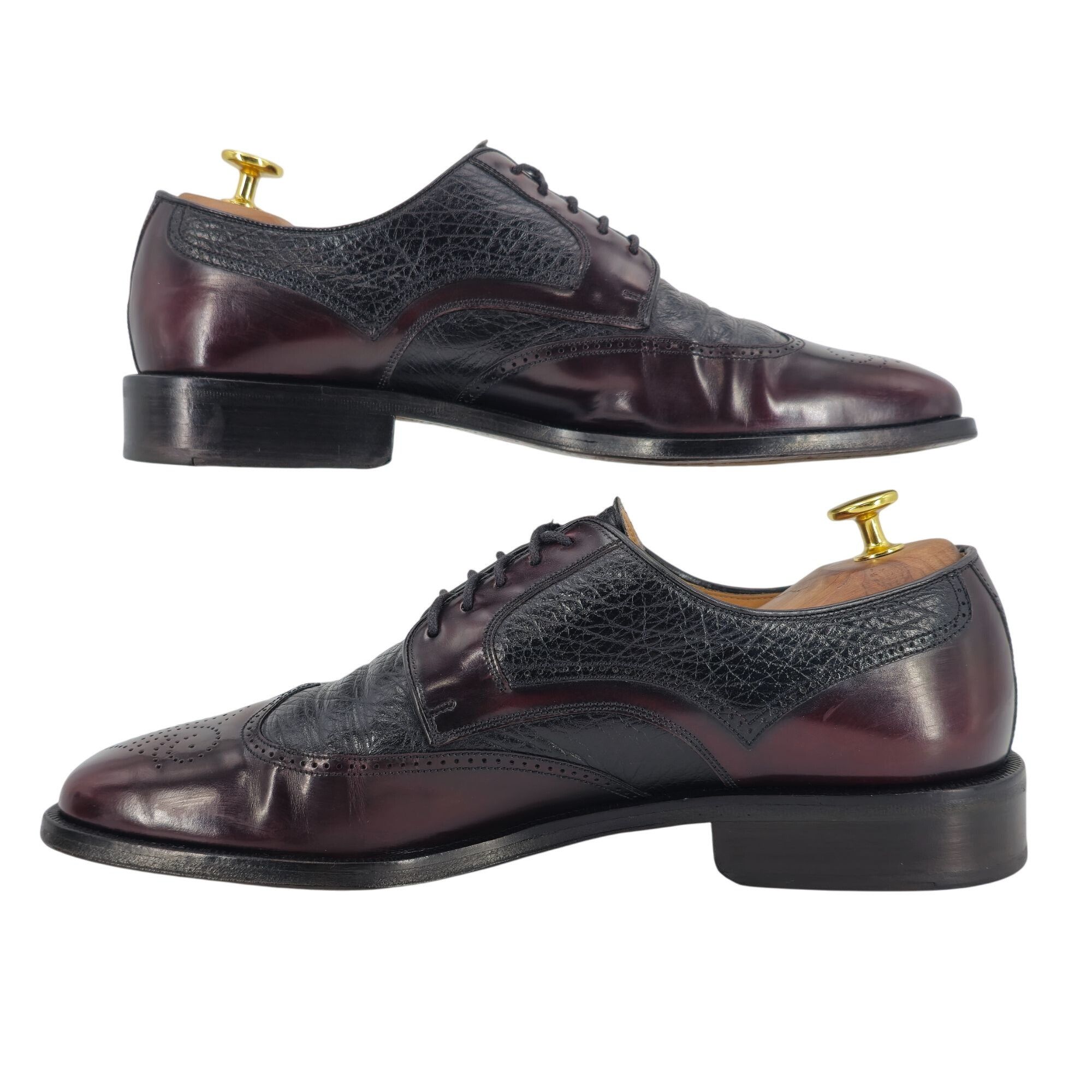 Magnanni Vintage Magnanni Spain Men's 10 Burgundy Black Leather Dress Size US 10 / EU 43 - 6 Thumbnail