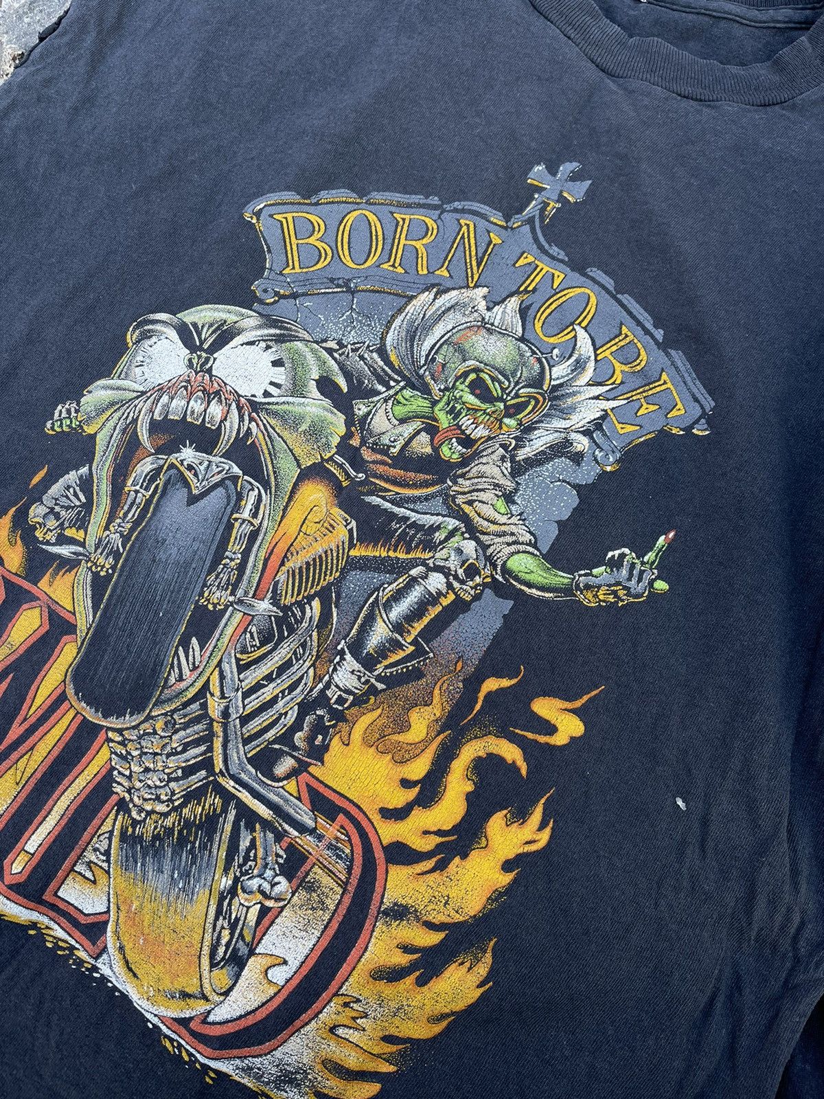 Harley Davidson × Vintage 90’s Born To Be Wild Distressed Vintage moto tee Size US M / EU 48-50 / 2 - 5 Thumbnail