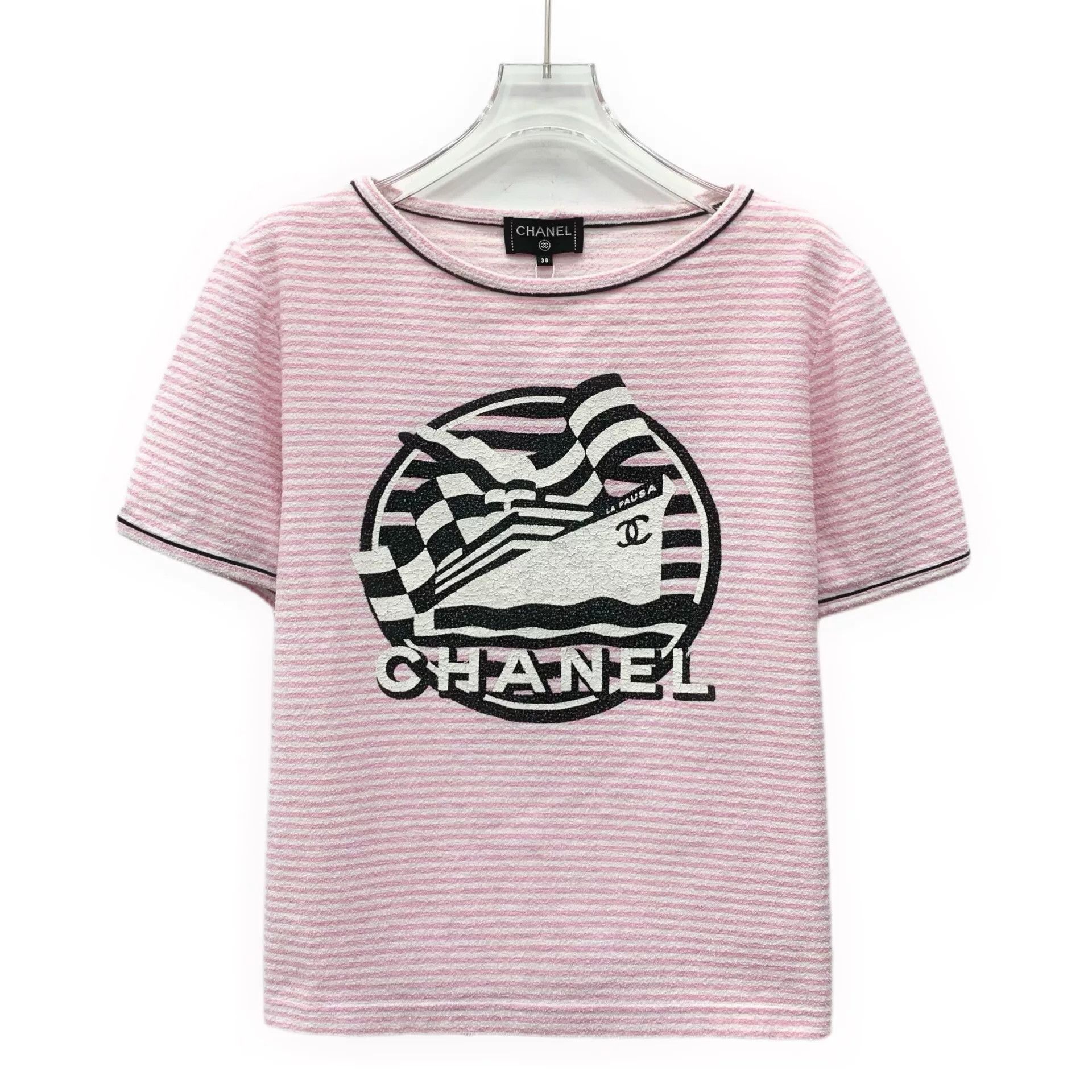 Chanel pink striped chanel short sleeve t-shirt Size US S / EU 44-46 / 1 - 1 Thumbnail