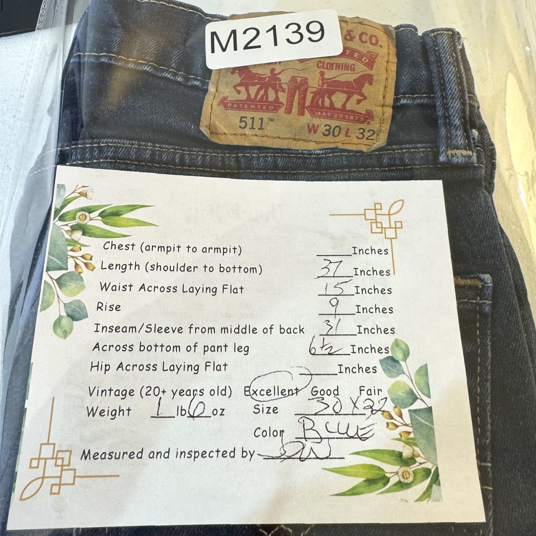 Levi's Levi's Jeans 511 Slim Fit 30x32 Blue Stretch Denim Pants Tapered Leg Men’s Regular 5-Pocket Denim Jeans Pants Blue Size US 30 / EU 46 - 8 Thumbnail