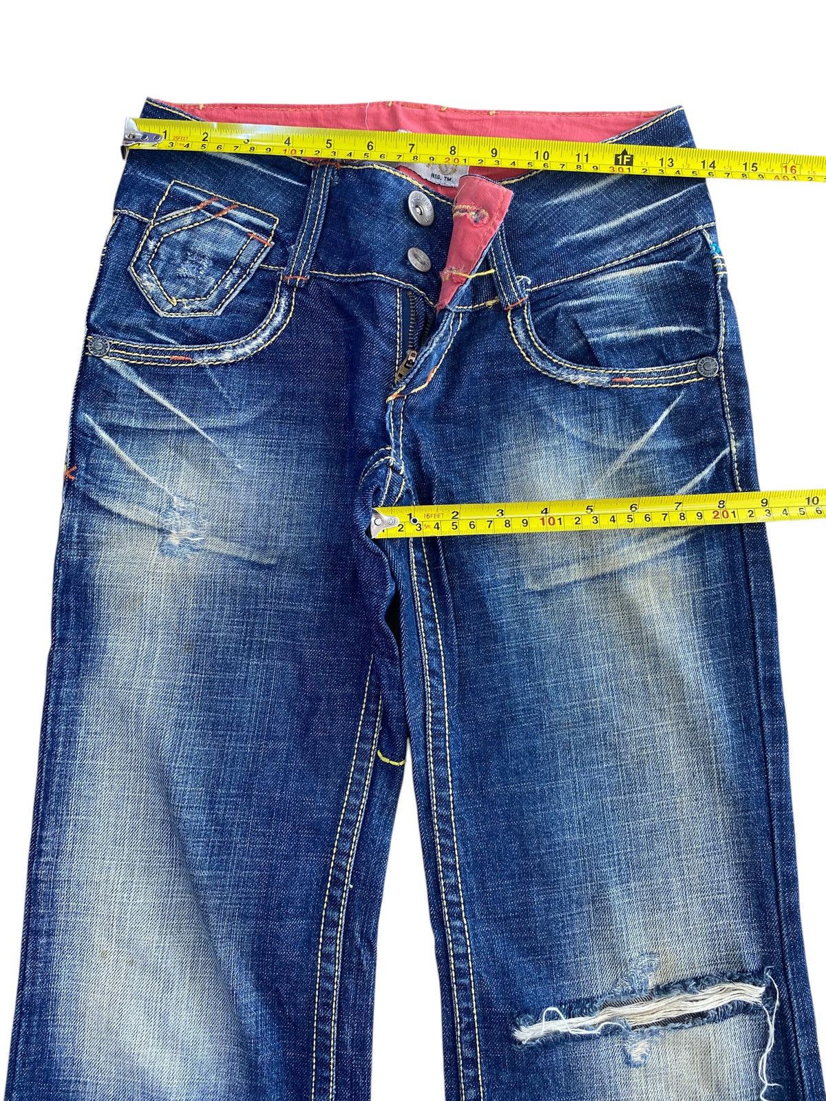 Japanese Brand Red Peppers Brand Ripped Back Embroidery Style Flare Jeans Size US 28 / EU 44 - 5 Thumbnail