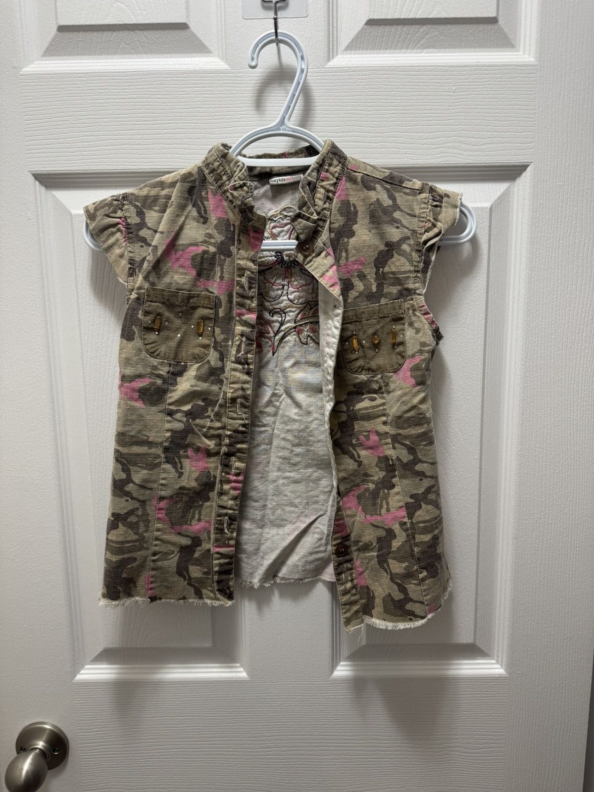 Vintage Mary-kate and Ashley Vintage Camo Vest Pink Flower Y2K Size S / US 4 / IT 40 - 2 Thumbnail