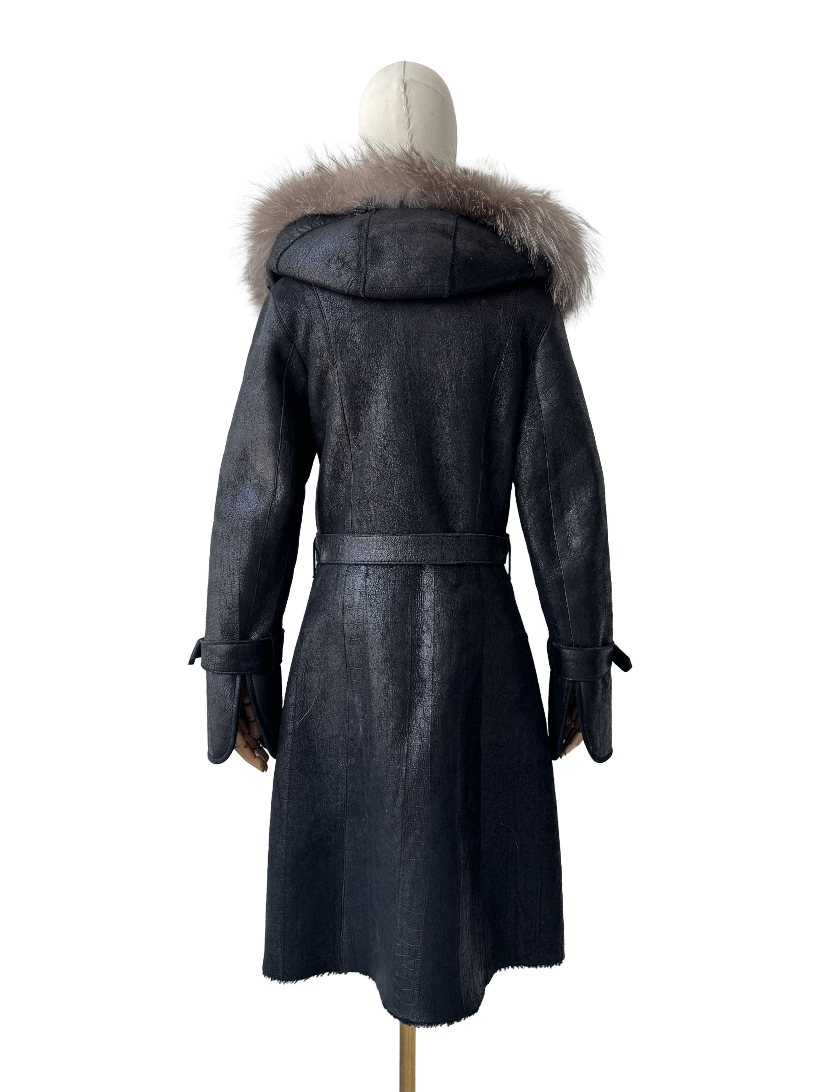 Vintage Vintage Real Sheepskin Hooded Coat With Real Fur Details Size S / US 4 / IT 40 - 5 Thumbnail