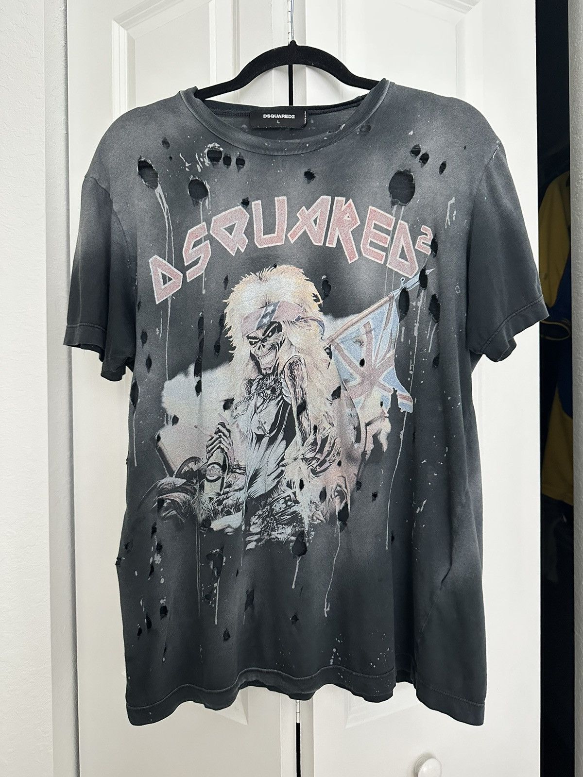 image of Rock Skull Dsquared2 T Shirt in Grey, Men's (Size Large)