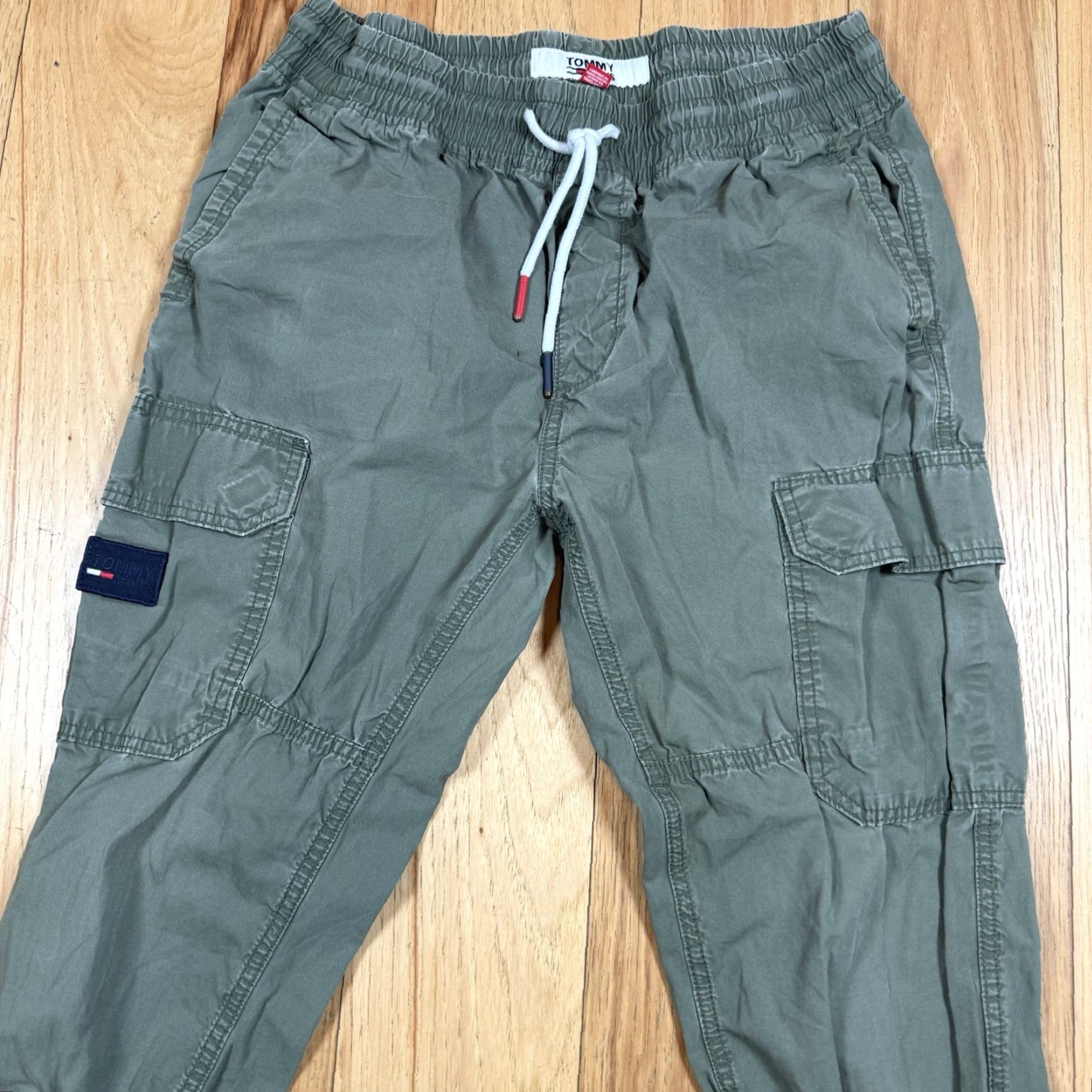 Tommy Hilfiger VINTAGE Tommy Hilfiger Cargo Pants Jogger Mens Small Green 28x27 Inseam 27 Lightweight Paratrooper S Pants Mens Green Size US 29 - 4 Thumbnail
