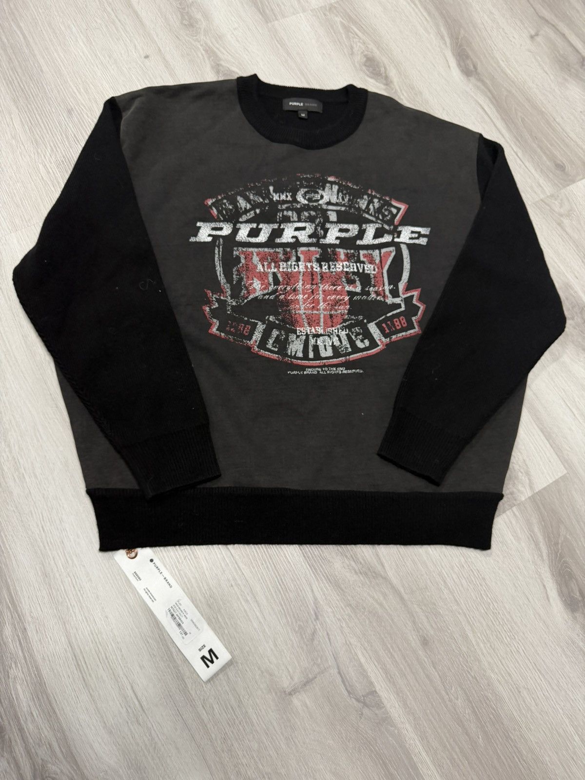 Purple Brand Purple Brand Crew Mixed Pullover Sweater Black Beauty Size US M / EU 48-50 / 2 - 1 Thumbnail