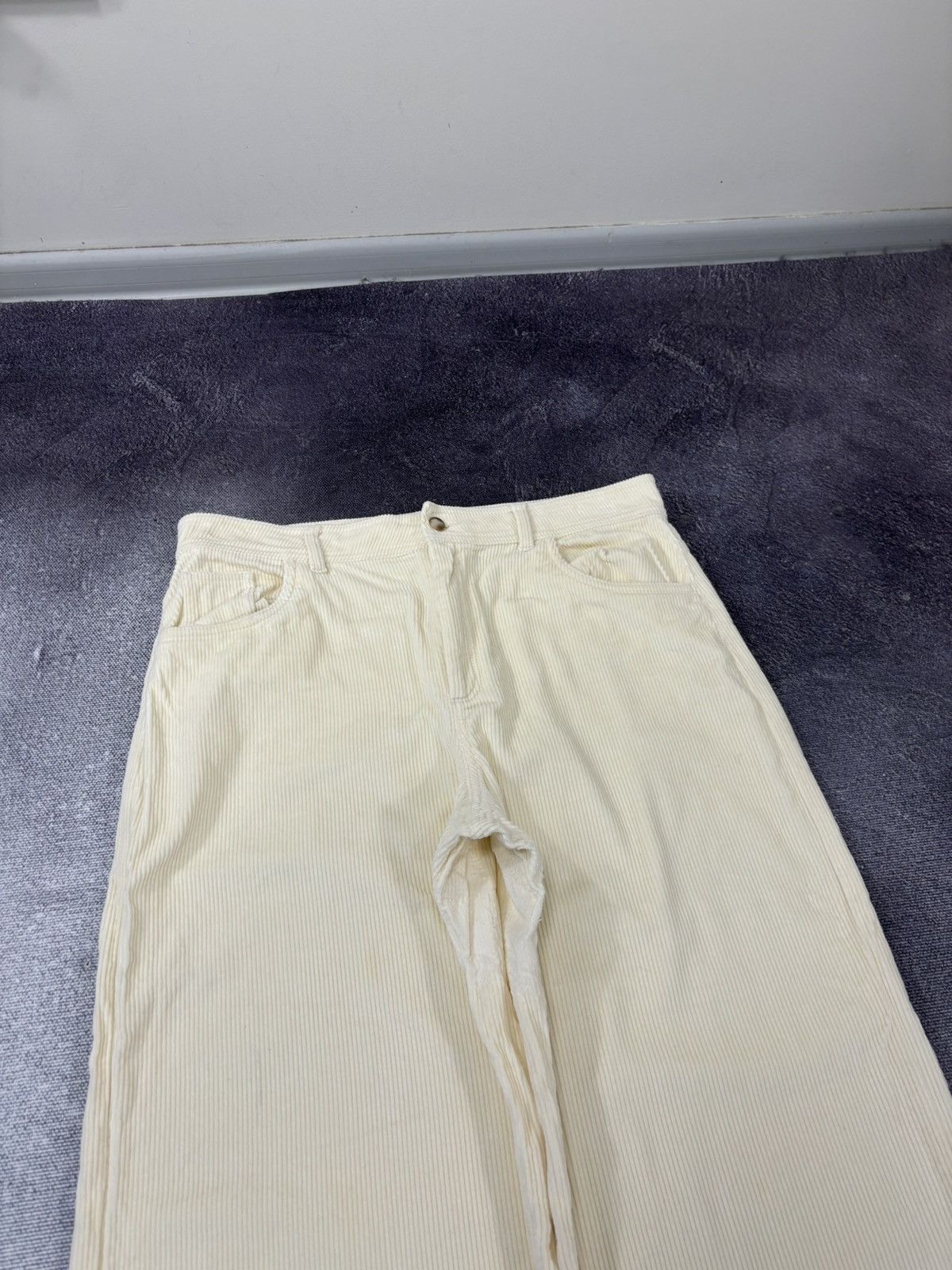 Sezane Sezane Women’s Cream Corduroy Velvet Wide Leg Pants Trousers Size 32" / US 10 / IT 46 - 4 Thumbnail