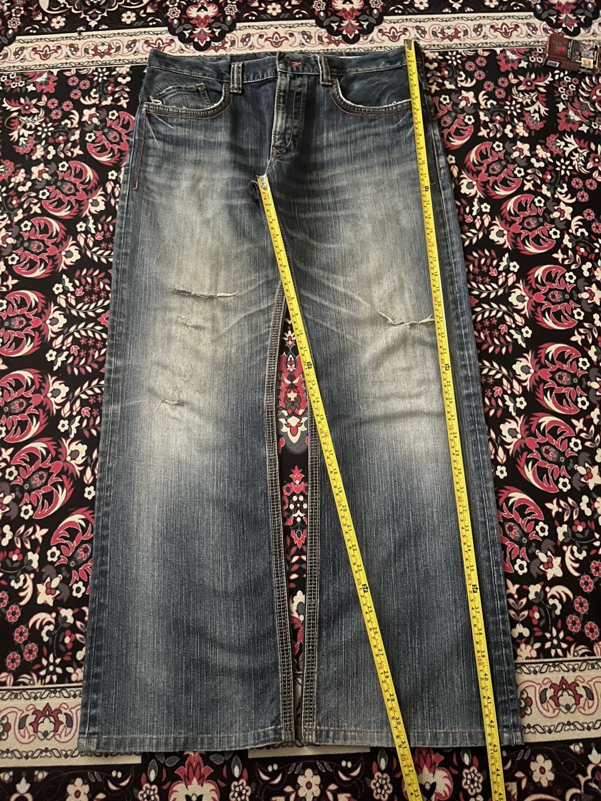 Kapital ⚡️Distressed⚡️Vintage Japanese Edwin XV Buckle Back Blue Jeans Size US 36 / EU 52 - 15 Thumbnail