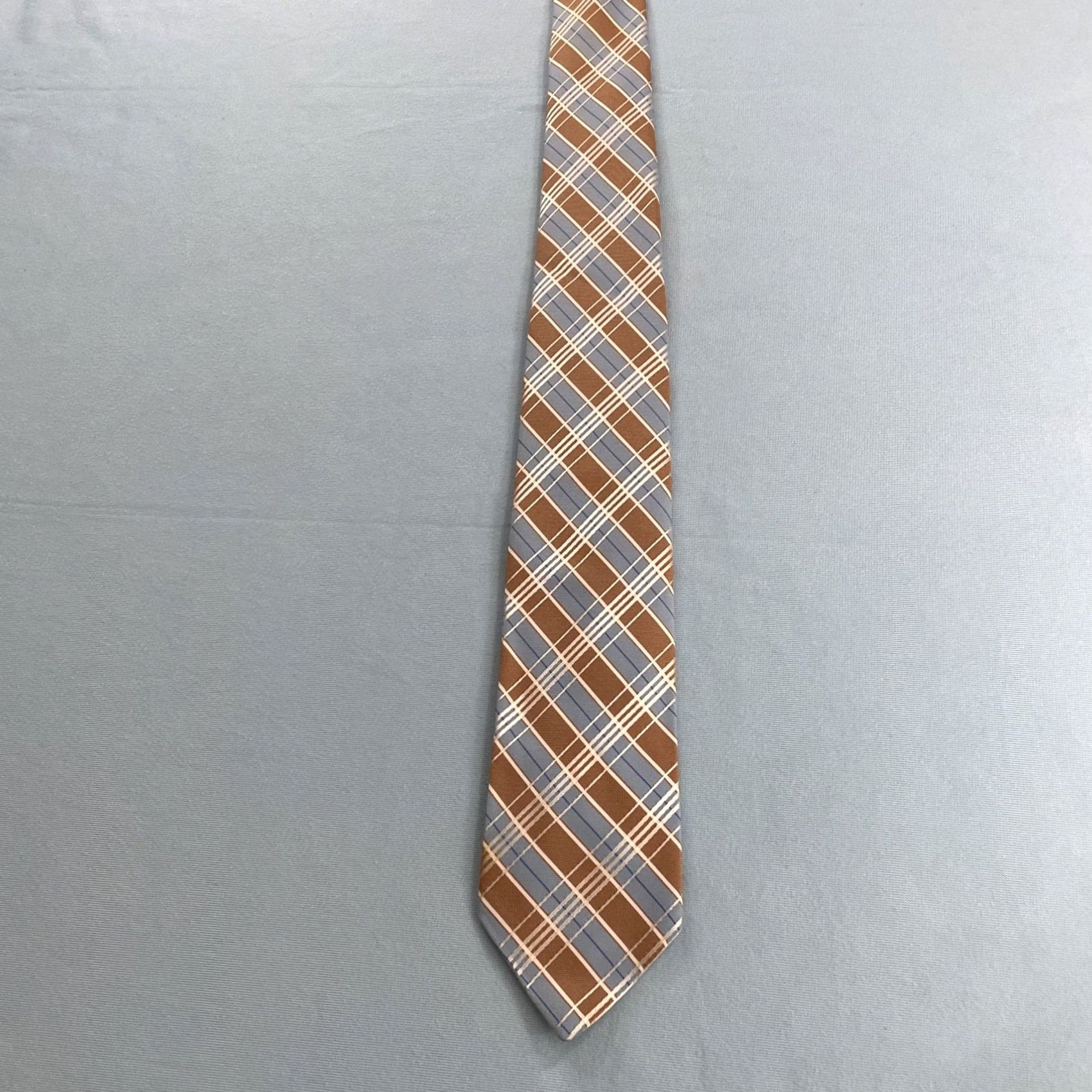 MCM VINTAGE Necktie 60s Plaid Repp Stripe Blue Rust Brown Poly Rayon MCM Exec 3x55 Capsule Tie Men Size ONE SIZE - 4 Thumbnail