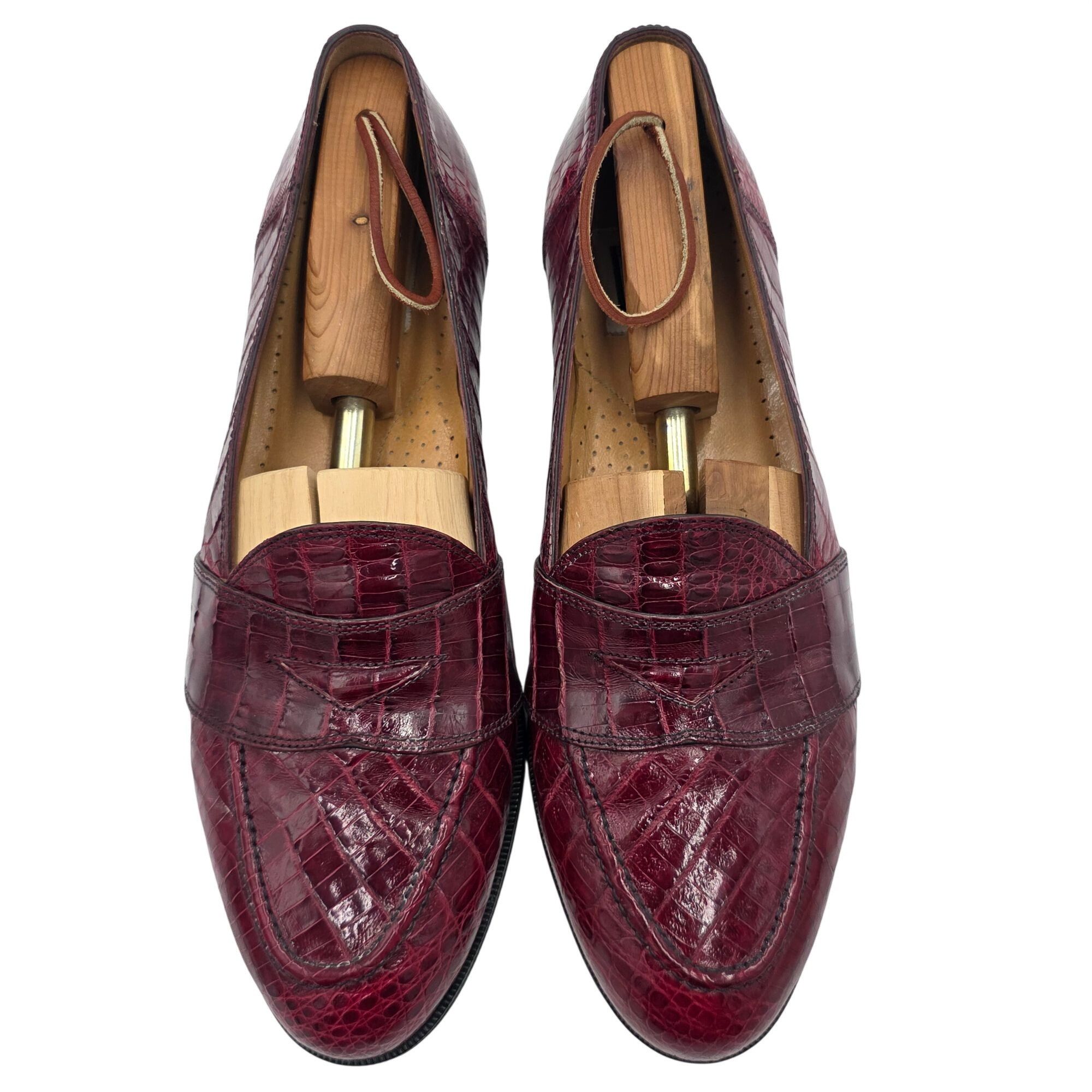 David Eden Vintage Crocodile Burgundy David Eden Exotic Italy Loafers Size US 11 / EU 44 - 12 Thumbnail