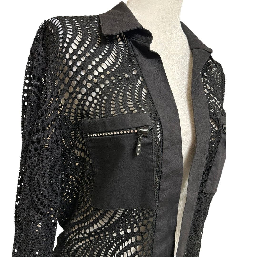 Joseph Ribkoff Joseph Ribkoff Black Open Front Jacket With Rhinestone Embel Size L / US 10 / IT 46 - 3 Thumbnail