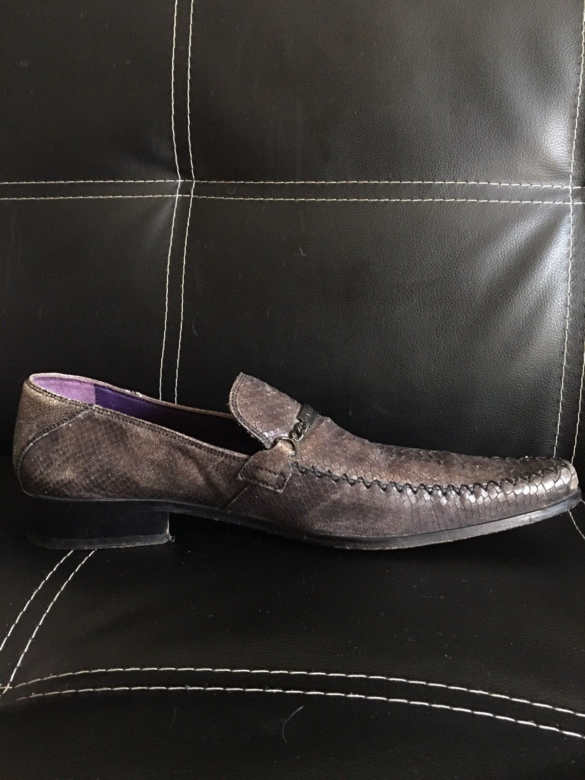 Versace VERSACE Collection Snake Skin Leather Grey Men Shoes EU 45 Size US 12 / EU 45 - 10 Thumbnail