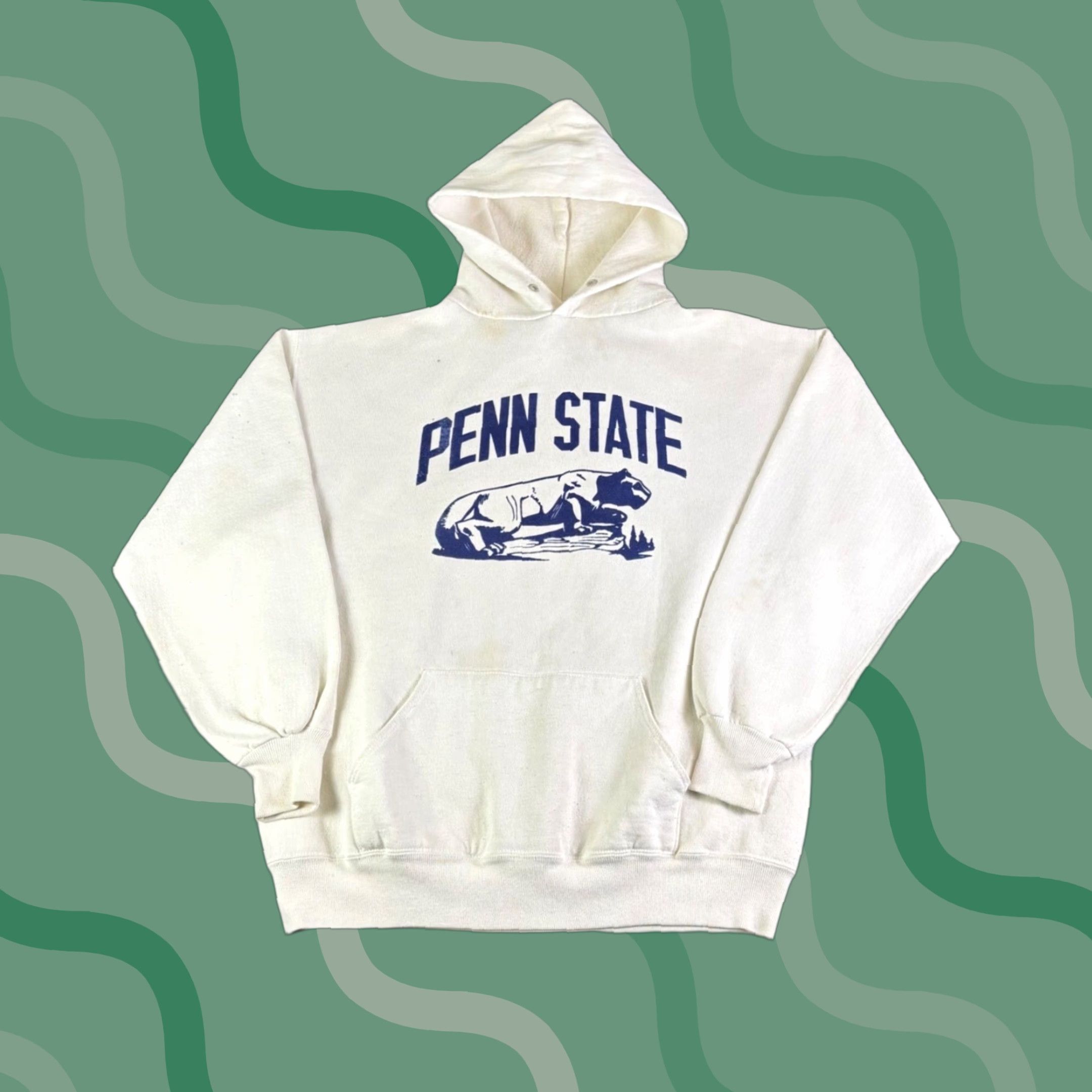 Penn Vintage Penn State Nittany Lions Hoodie Sweatshirt Cream Navy Blue Mens XL Size US XL / EU 56 / 4 - 1 Thumbnail