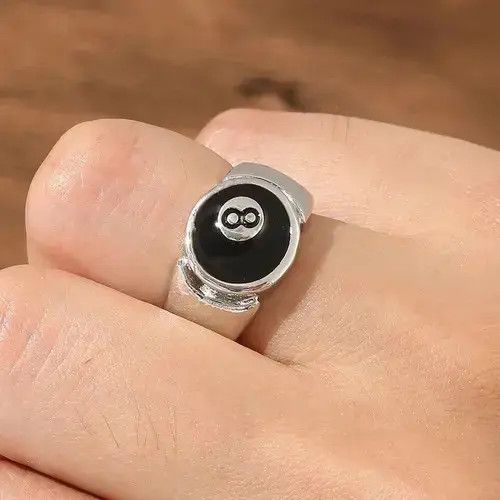 Ring Of Fire Number 8 Black Billiard Adjustable Ring Size ONE SIZE - 2 Thumbnail