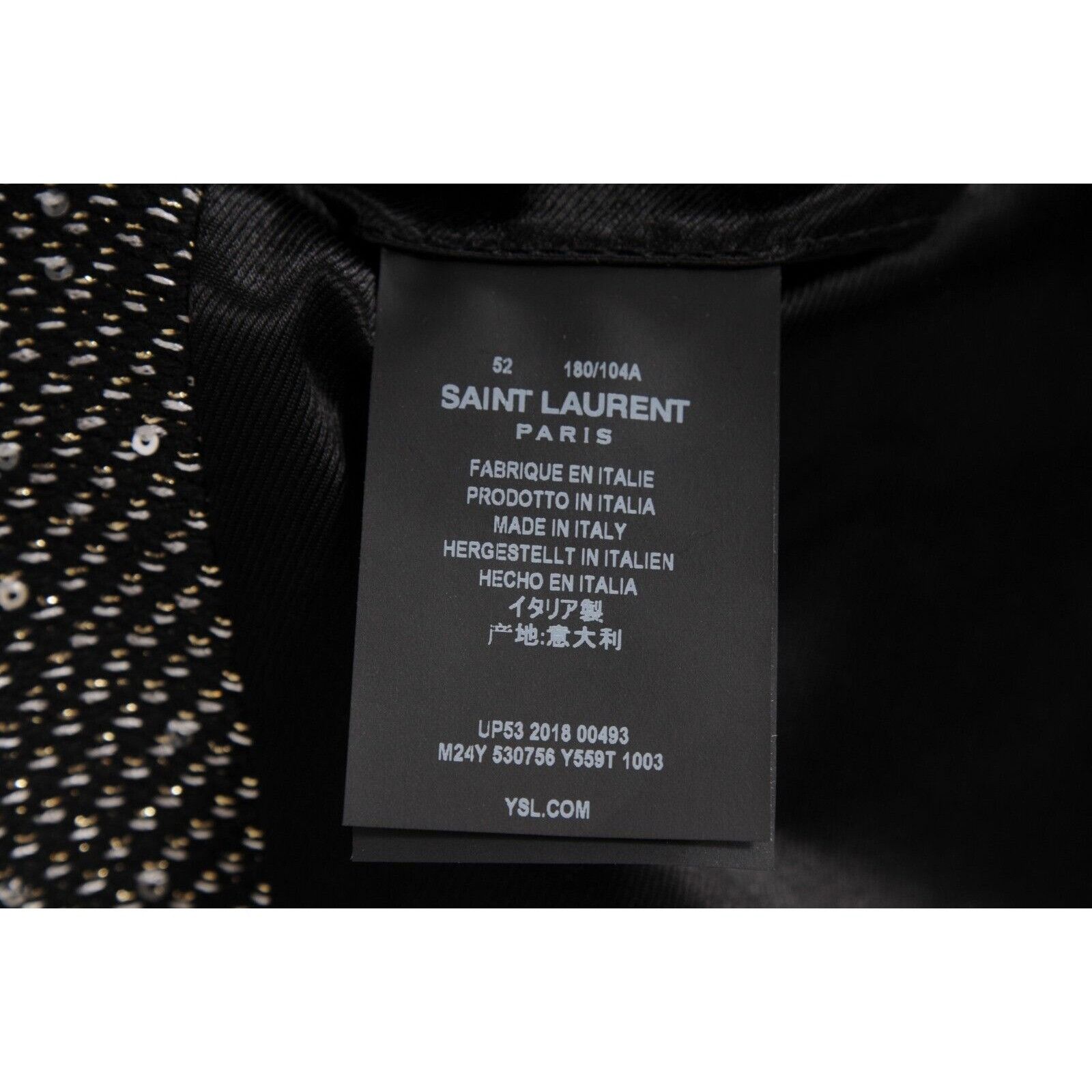 Saint Laurent Paris Single Breasted Sequin Overcoat Silver Black Coat Size US L / EU 52-54 / 3 - 12 Thumbnail