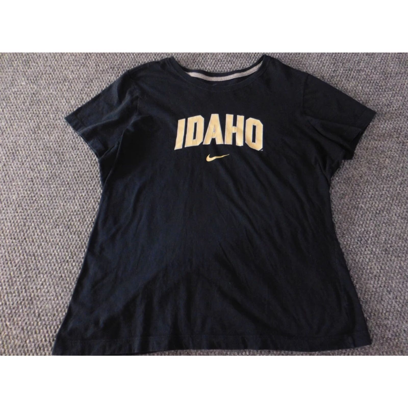 Nike Nike Womens Shirt 2XL Black Slim Fit Pullover Crew Neck Cotton T-Shirt Casual Slimming Button IDaho Logo Size XXL / US 16-18 / IT 52-54 - 2 Thumbnail