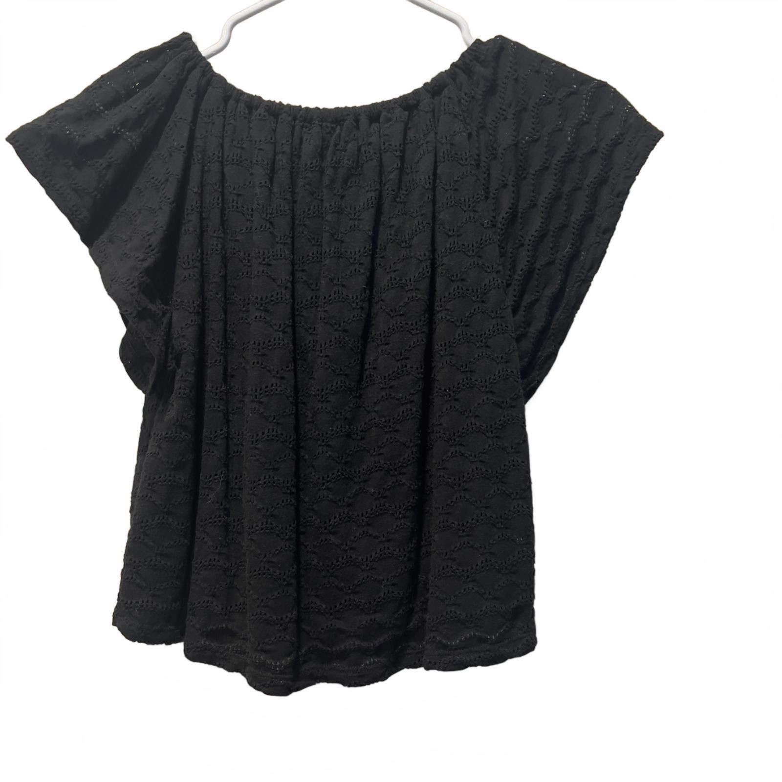Old Navy Old Navy Black Eyelet Off-Shoulder Top, Medium Size M / US 6-8 / IT 42-44 - 2 Thumbnail