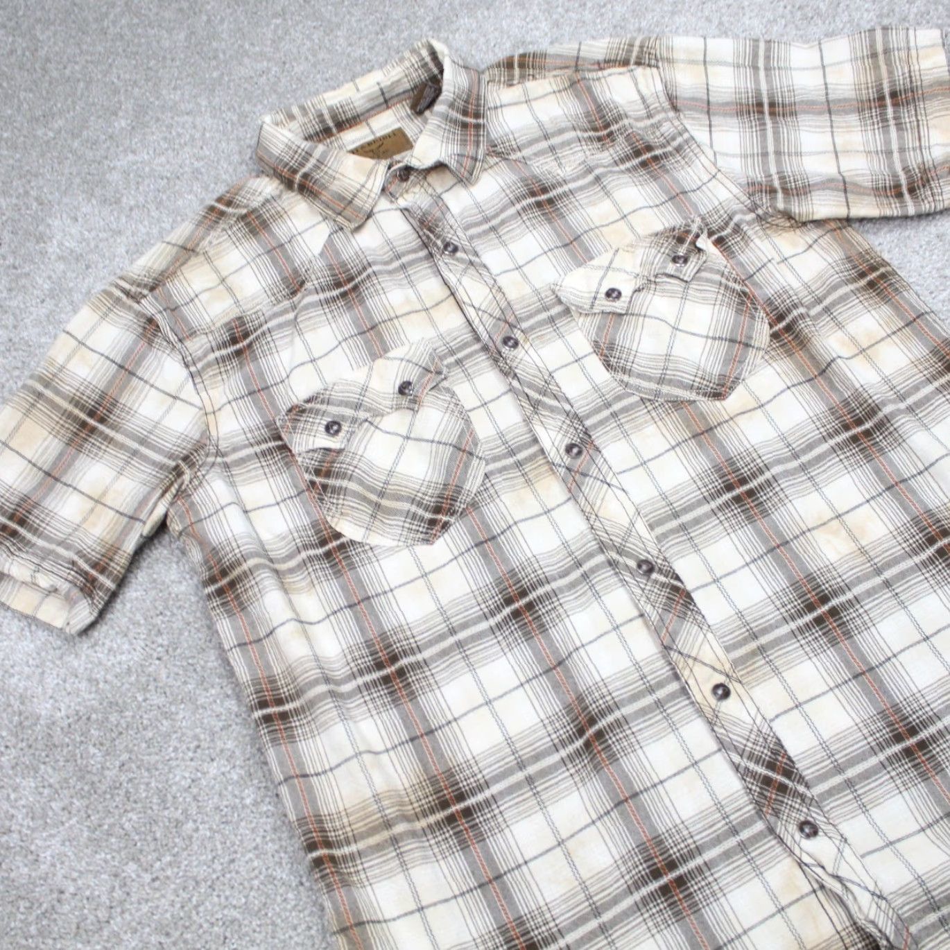 Doublet Bit & Bridle Pearl Snap Shirt Mens Large Brown Cotton Western S/S Double Pockets Shirt Size US L / EU 52-54 / 3 - 7 Thumbnail
