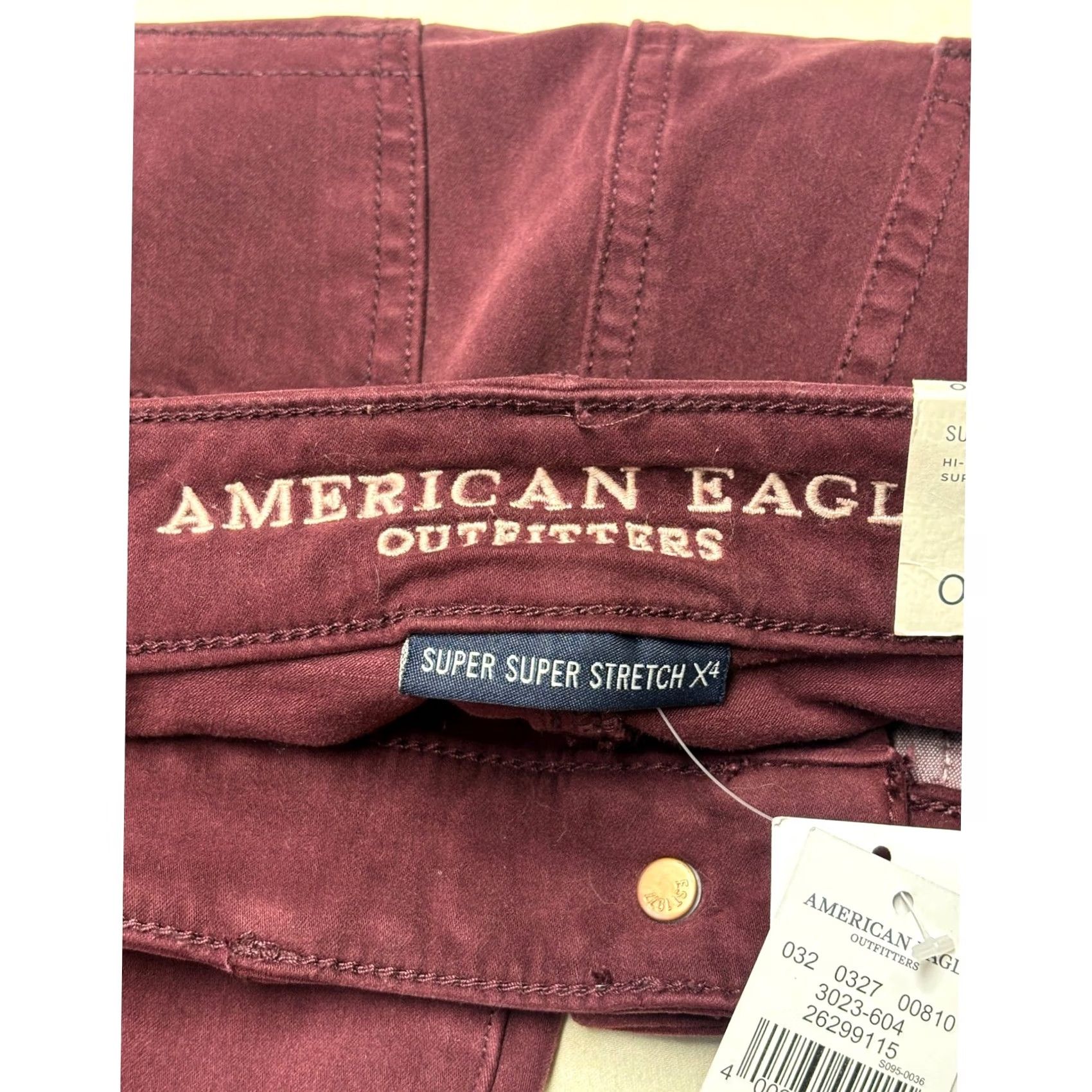 American Eagle Outfitters NWT American Eagle Outfitters Hi-Rise Jegging Burgundy Maroon 00 W24 L29 Jeans Slim 5-Pocket Stretch Womens Size 24" / US 00 / IT 34 - 6 Thumbnail