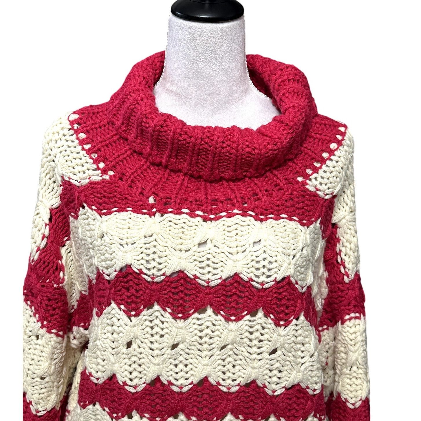 Other Gary Collective Preppy Striped Turtleneck Pink Cream Knit L Size L / US 10 / IT 46 - 3 Thumbnail