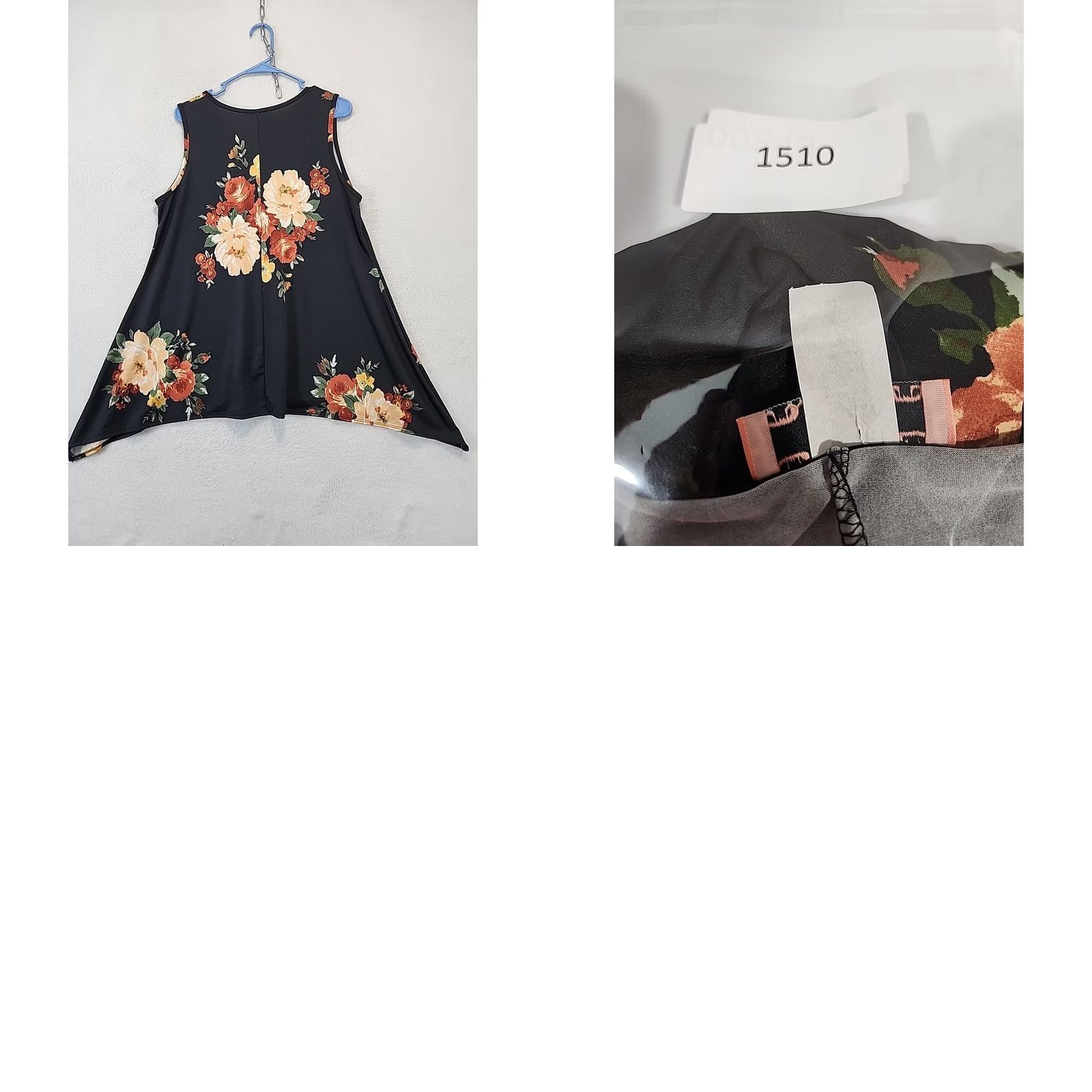 Vintage VINTAGE C'est La Vie Tank Top Women XL Black Floral A Line Swing Tunic V-Neck Shirt Size XL / US 12-14 / IT 48-50 - 9 Thumbnail