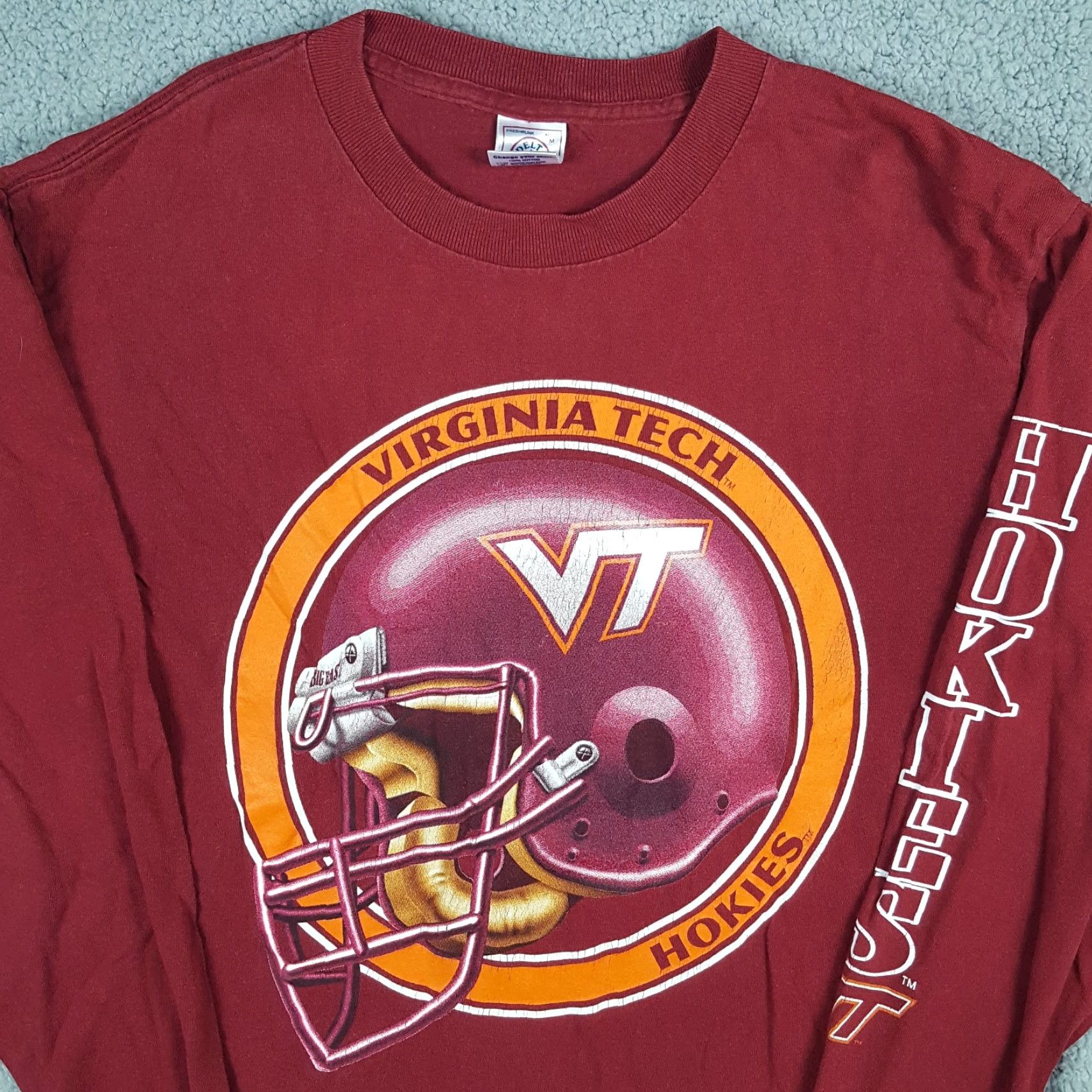 Delta Vintage NCAA Virginia Tech Hokies Football T-Shirt Men Medium Long Sleeve Red 90s College Retro Y2K Size US M / EU 48-50 / 2 - 2 Thumbnail