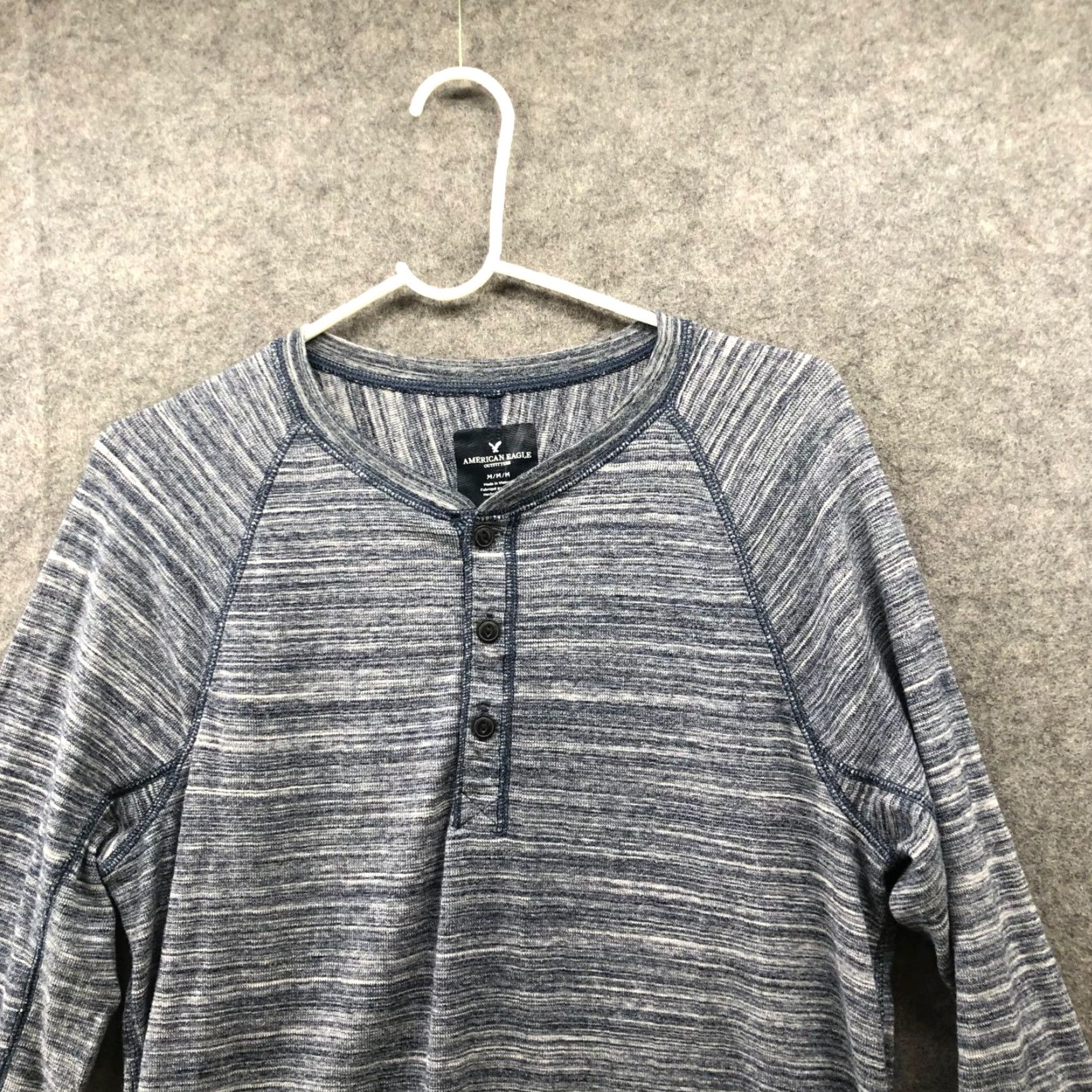 American Eagle Outfitters American Eagle Outfitters Henley T-Shirt Mens M Blue Heathered Cotton Poly Long Sleeve Shirt Size US M / EU 48-50 / 2 - 7 Thumbnail