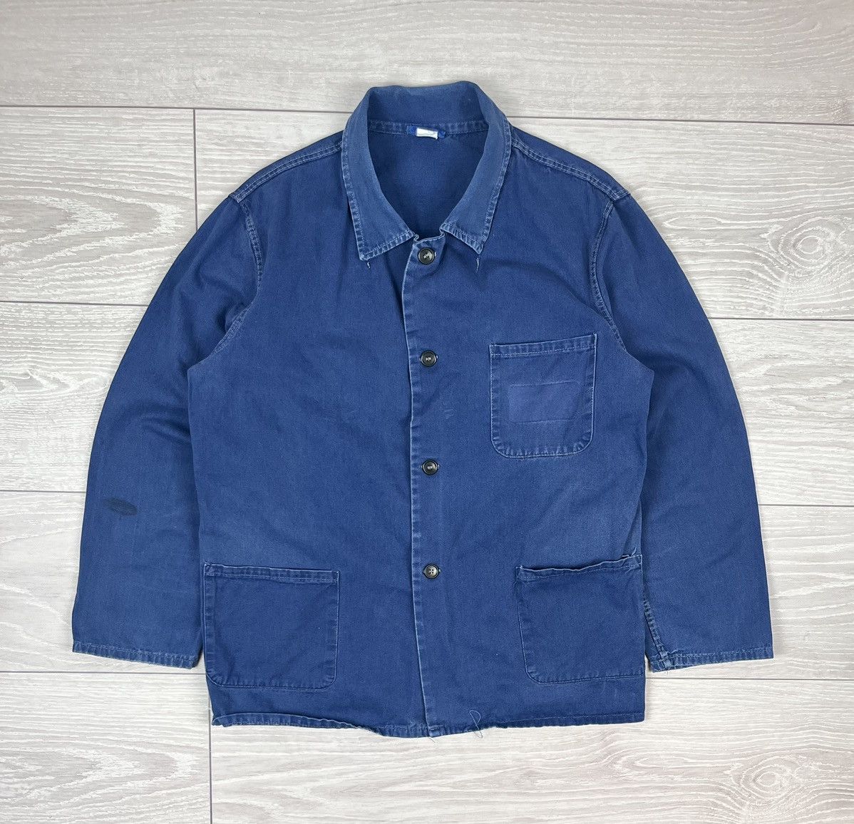 Le Laboureur Le Laboureur Vintage 70s French Blue Work Chore Jacket Size US L / EU 52-54 / 3 - 1 Thumbnail