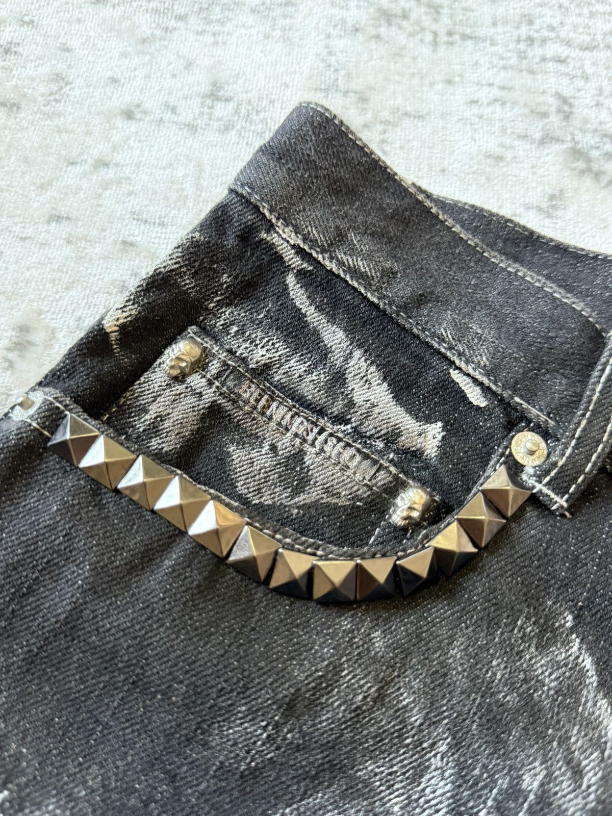 Japanese Brand Rare Bernings Sho Poems Riot Studded Flared Jeans Japan Size US 30 / EU 46 - 21 Thumbnail