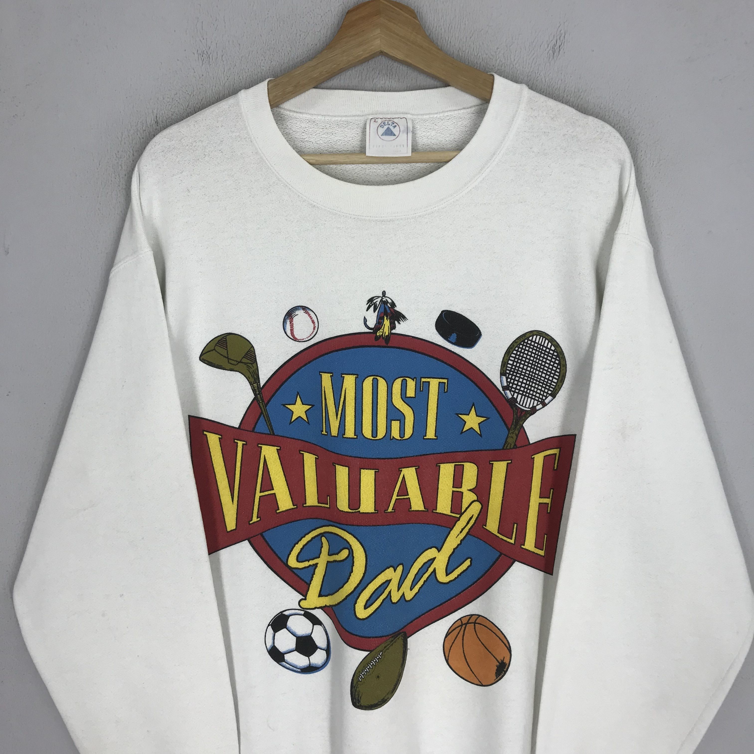 Vintage Vintage 90s Most Valuable Dad Graphic White - 344 Size US L / EU 52-54 / 3 - 3 Thumbnail