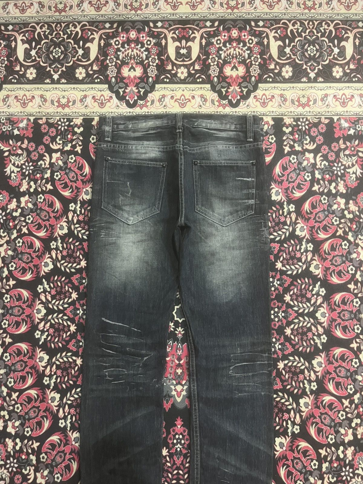 Le Grande Bleu (L.G.B.) Japan Kyohei Dark Washed Studded Pocket Slim Straight Jeans Size US 34 / EU 50 - 6 Thumbnail