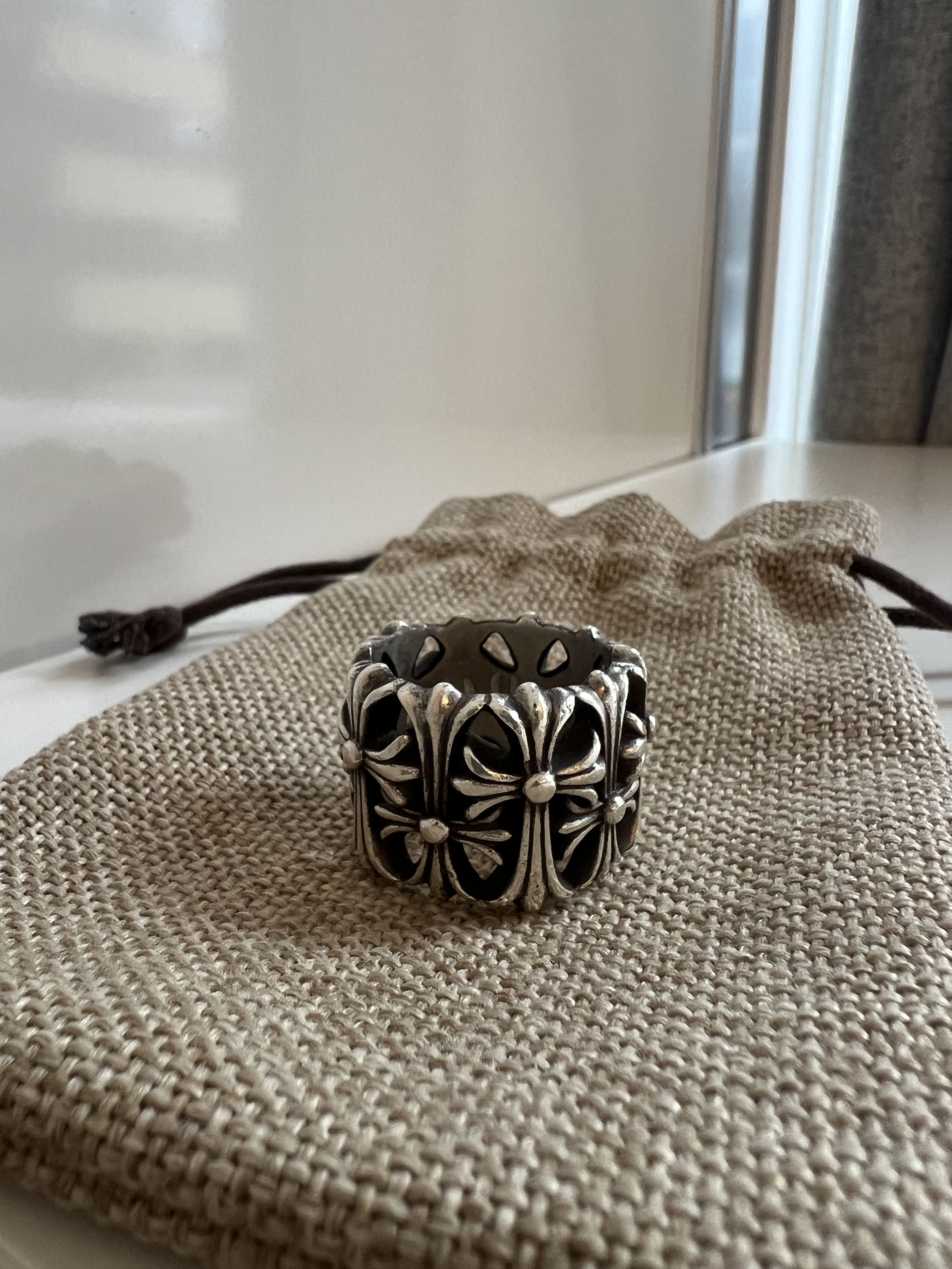 Pre-owned Chrome Hearts Size 13 Cemetery Ring In Silver