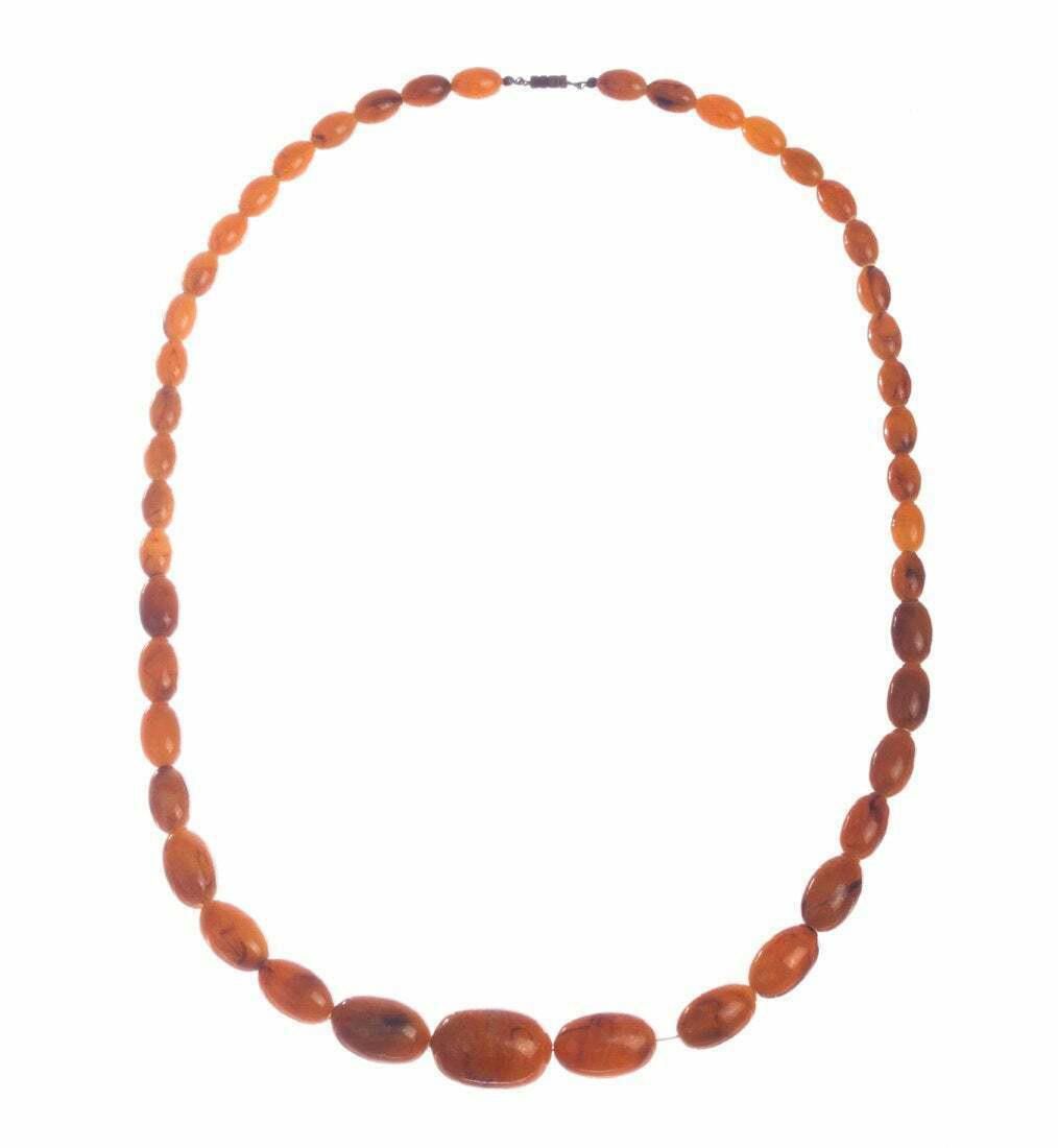 Orange Bakelite Simulated Amber Bead Necklace