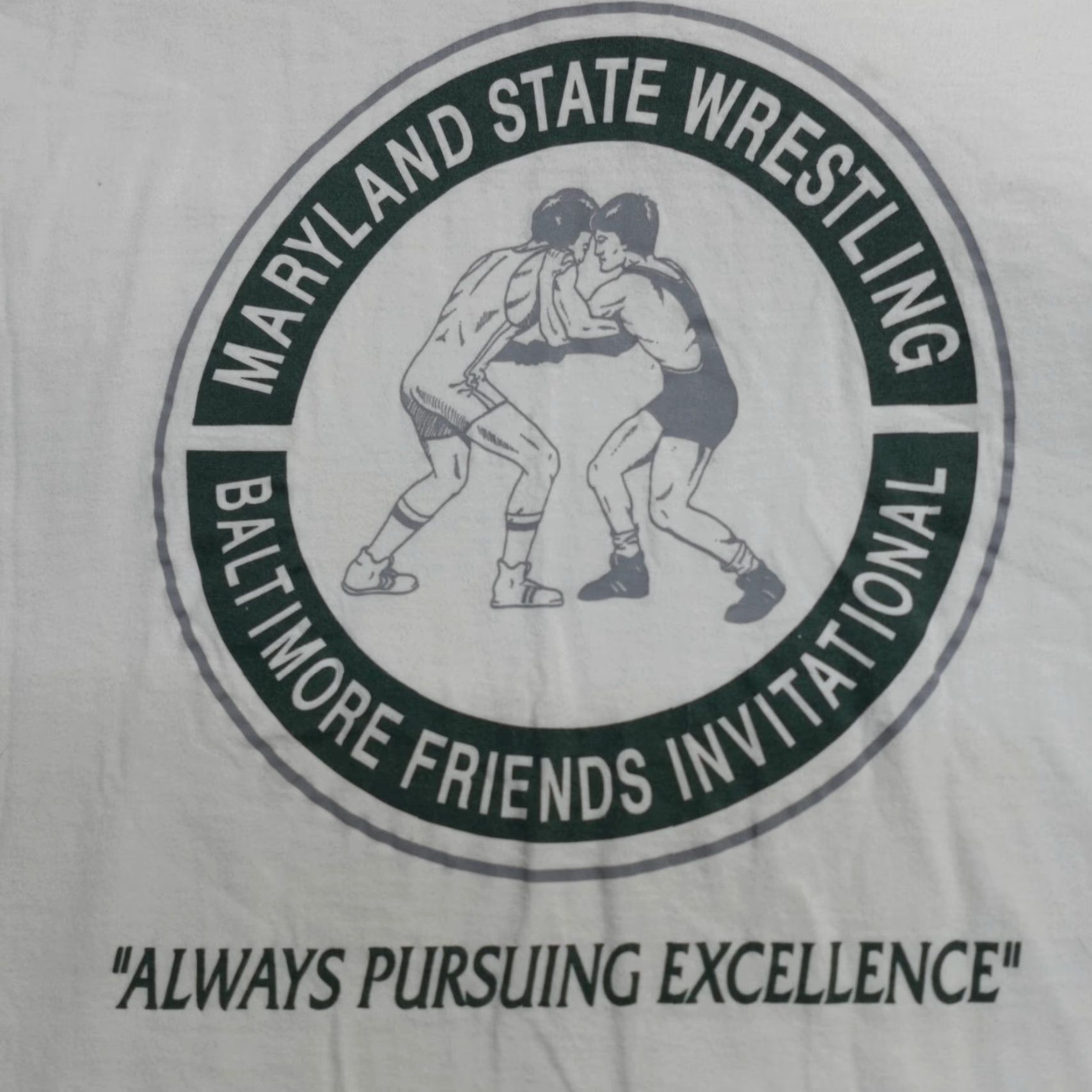 Vintage VINTAGE American Vintage Maryland Wrestling Shirt L Men White Baltimore Invitational 1990s USA Shirt Size US L / EU 52-54 / 3 - 2 Thumbnail