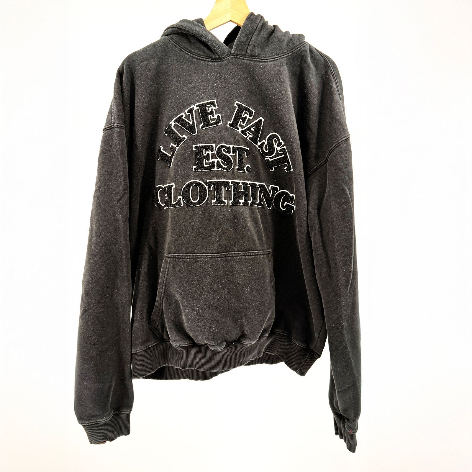 LFDY Live Fast Clothing Heavy Washed Black Graphic Hoodie Size US XL / EU 56 / 4 - 1 Thumbnail