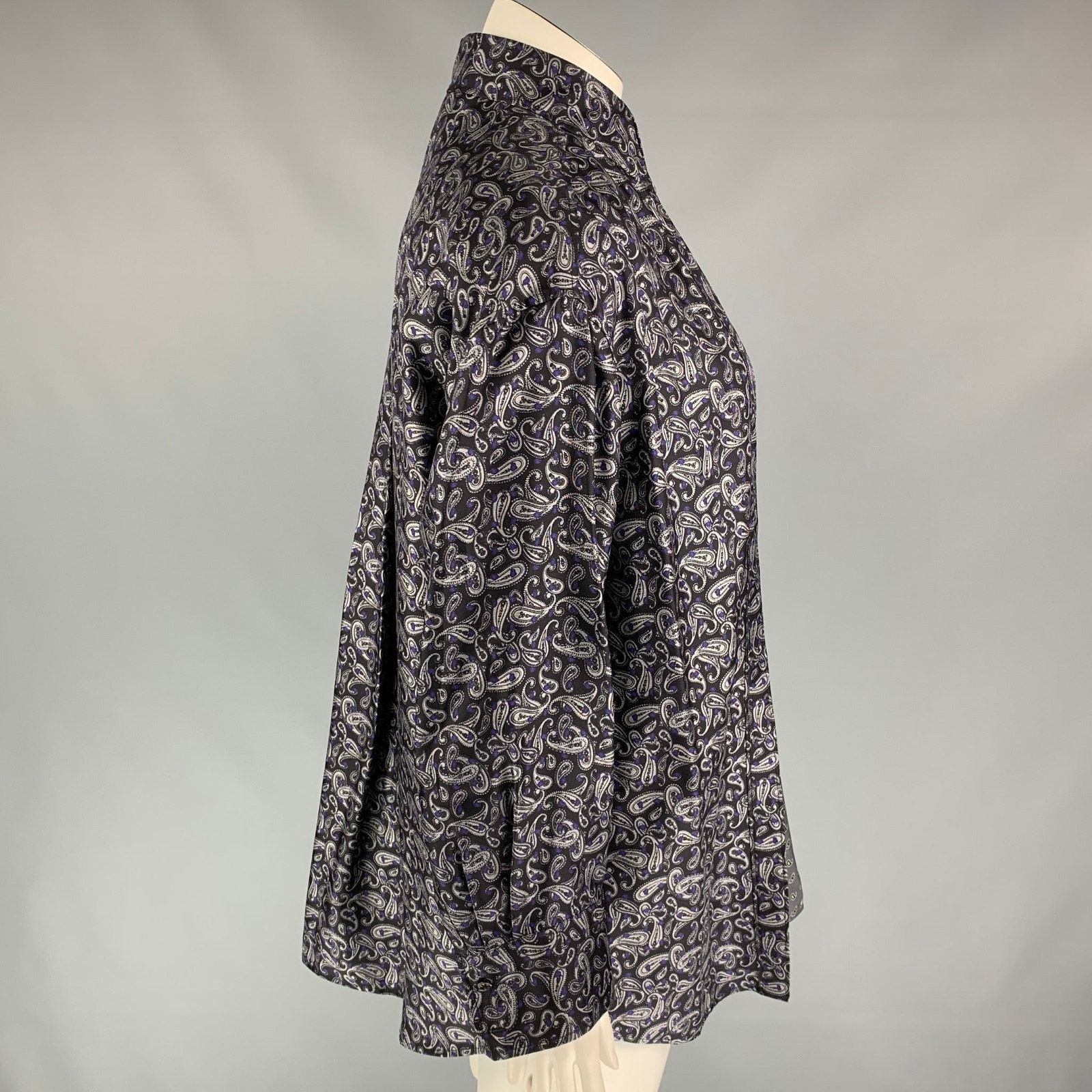 Alexander Wang ALEXANDER WANG 10 Navy & Grey Paisley Silk Layered Shirt Size L / US 10 / IT 46 - 3 Thumbnail