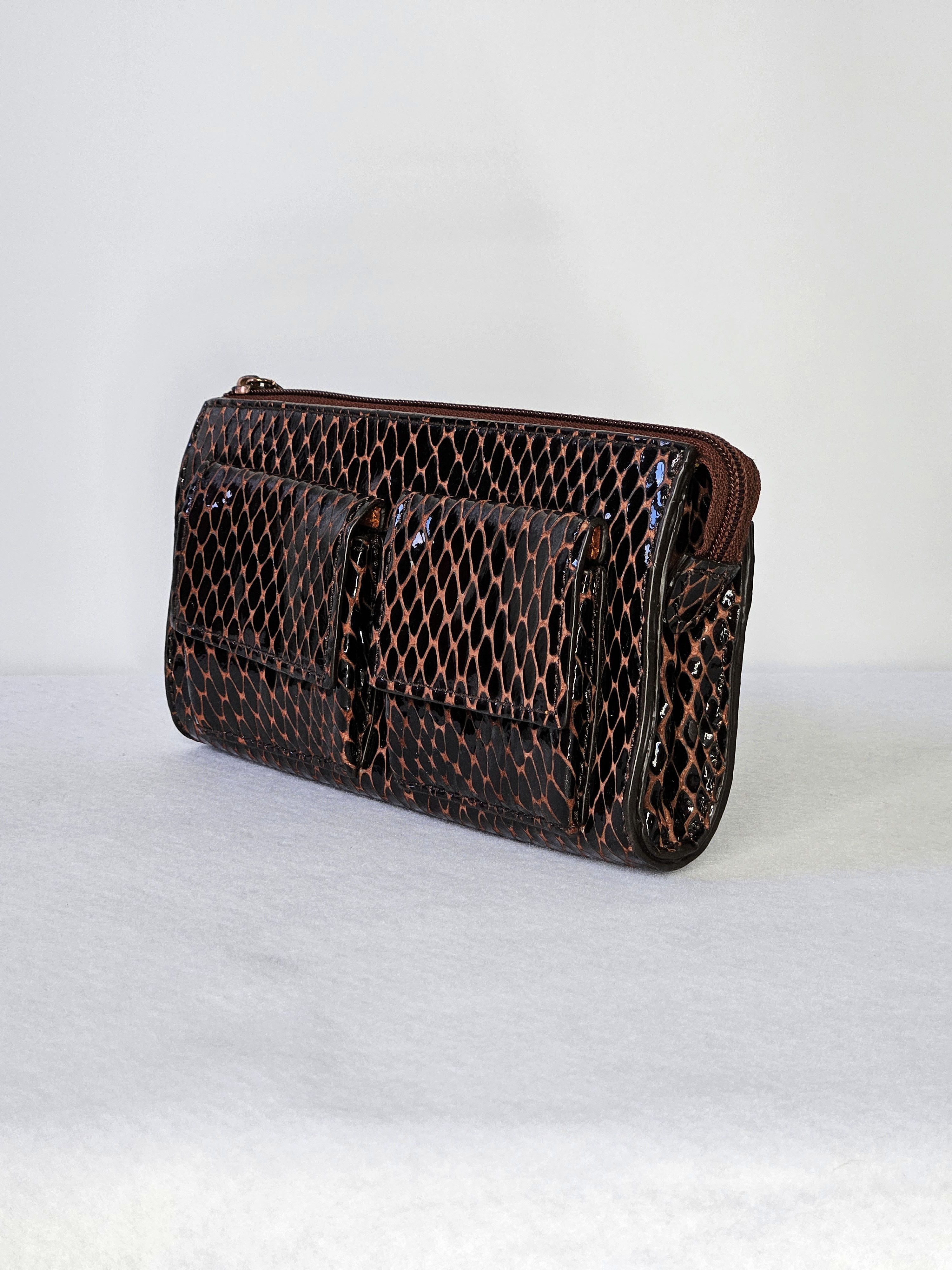 Other Sharon Gioe 8x4.5x2" Wallet Leather Embossed Snake Burgundy Size ONE SIZE - 4 Thumbnail