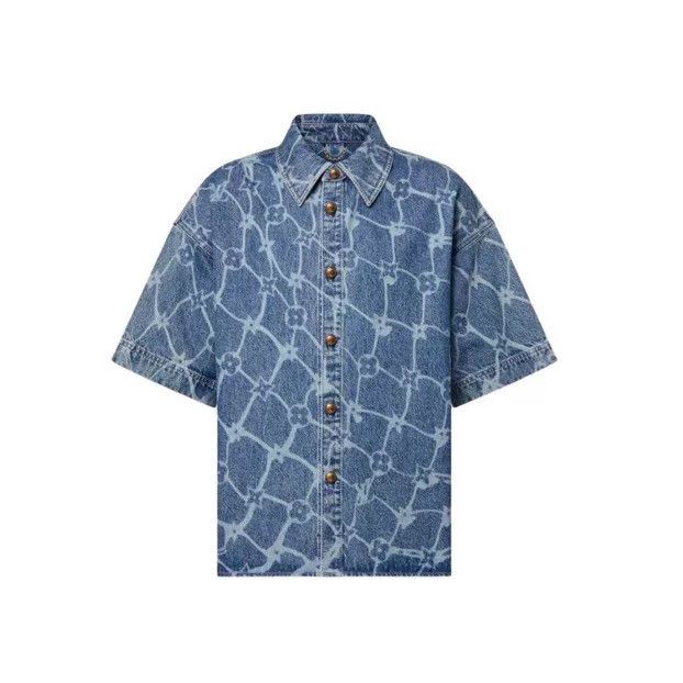 Louis Vuitton Louis Vuitton Monogram Denim Short-Sleeve Shirt Size US S / EU 44-46 / 1 - 1 Thumbnail