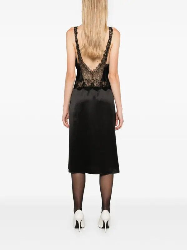 Saint Laurent Paris o1bcso1str1125 Slip Dress In Silk Satin Crepe in Black Size XS / US 0-2 / IT 36-38 - 3 Thumbnail
