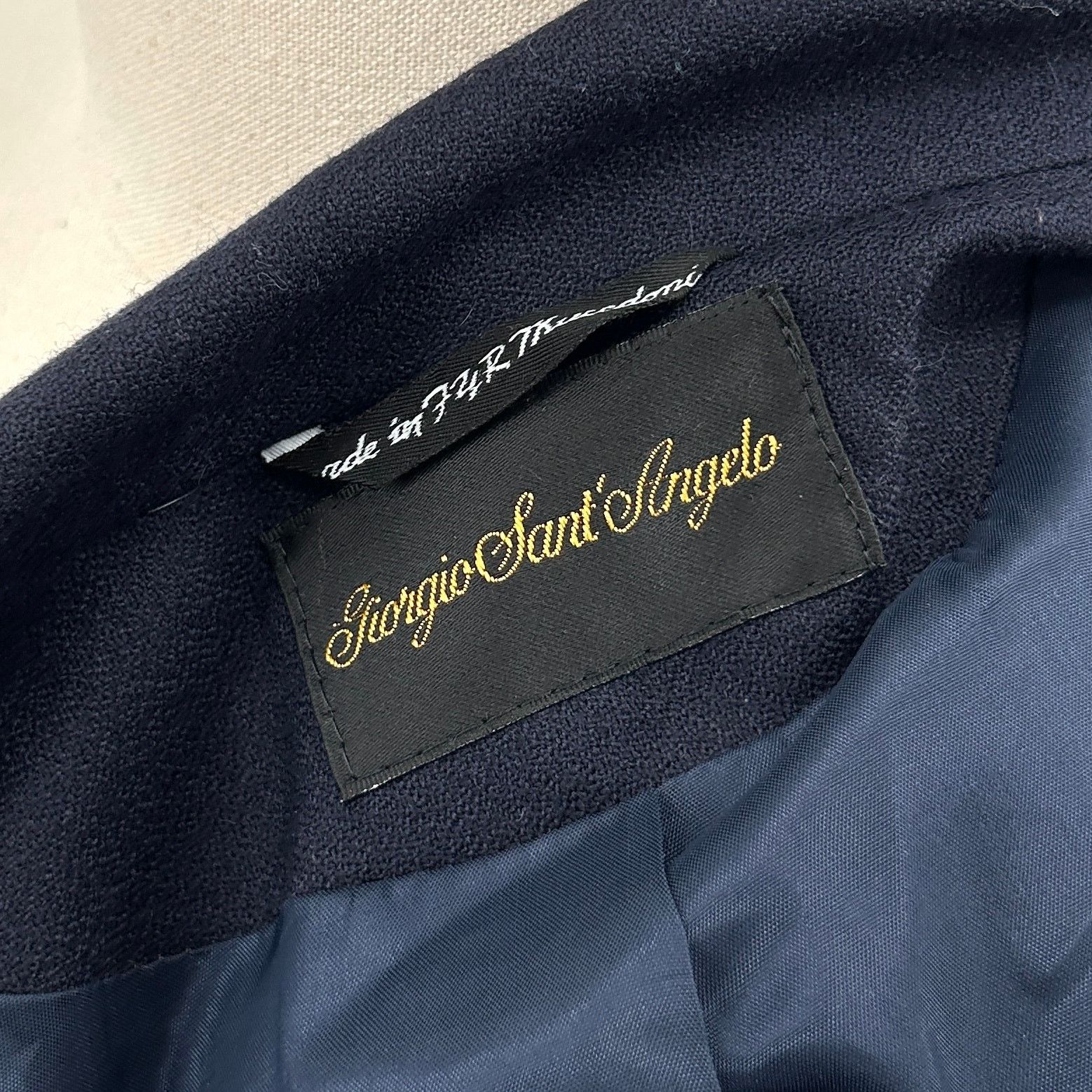 Vintage 80s Giorgio Sant Angelo Navy Wool Double Breasted Blazer Size M / US 6-8 / IT 42-44 - 6 Thumbnail