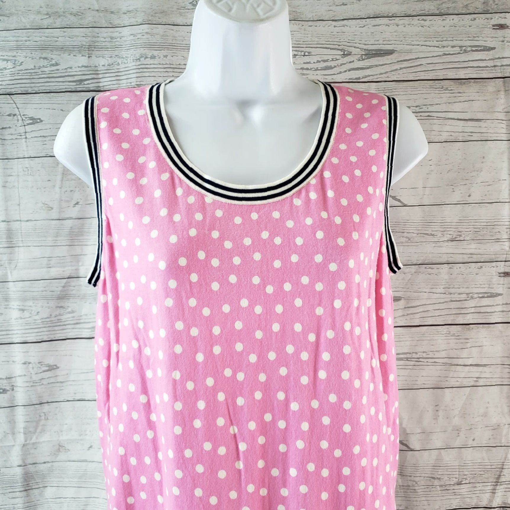 Talbots Talbots Womens Knit Tank Top X Pink Polka Dot Cotton Blend Scoop Neck Tank Shirt Womens XS? Size XL / US 12-14 / IT 48-50 - 2 Thumbnail